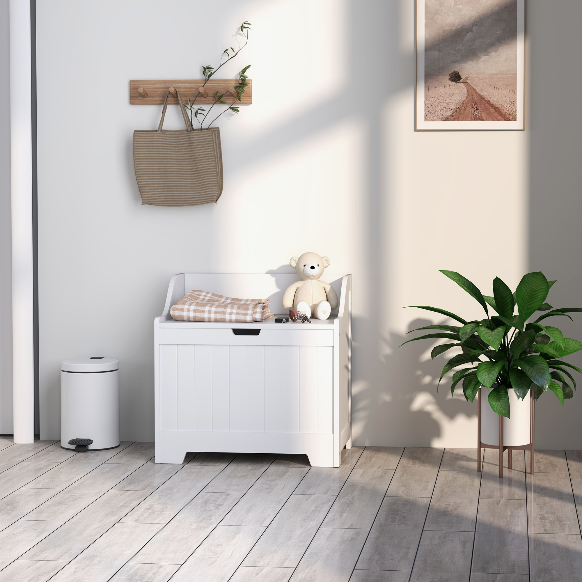 HOMCOM 61L Home Storage Chest White 7