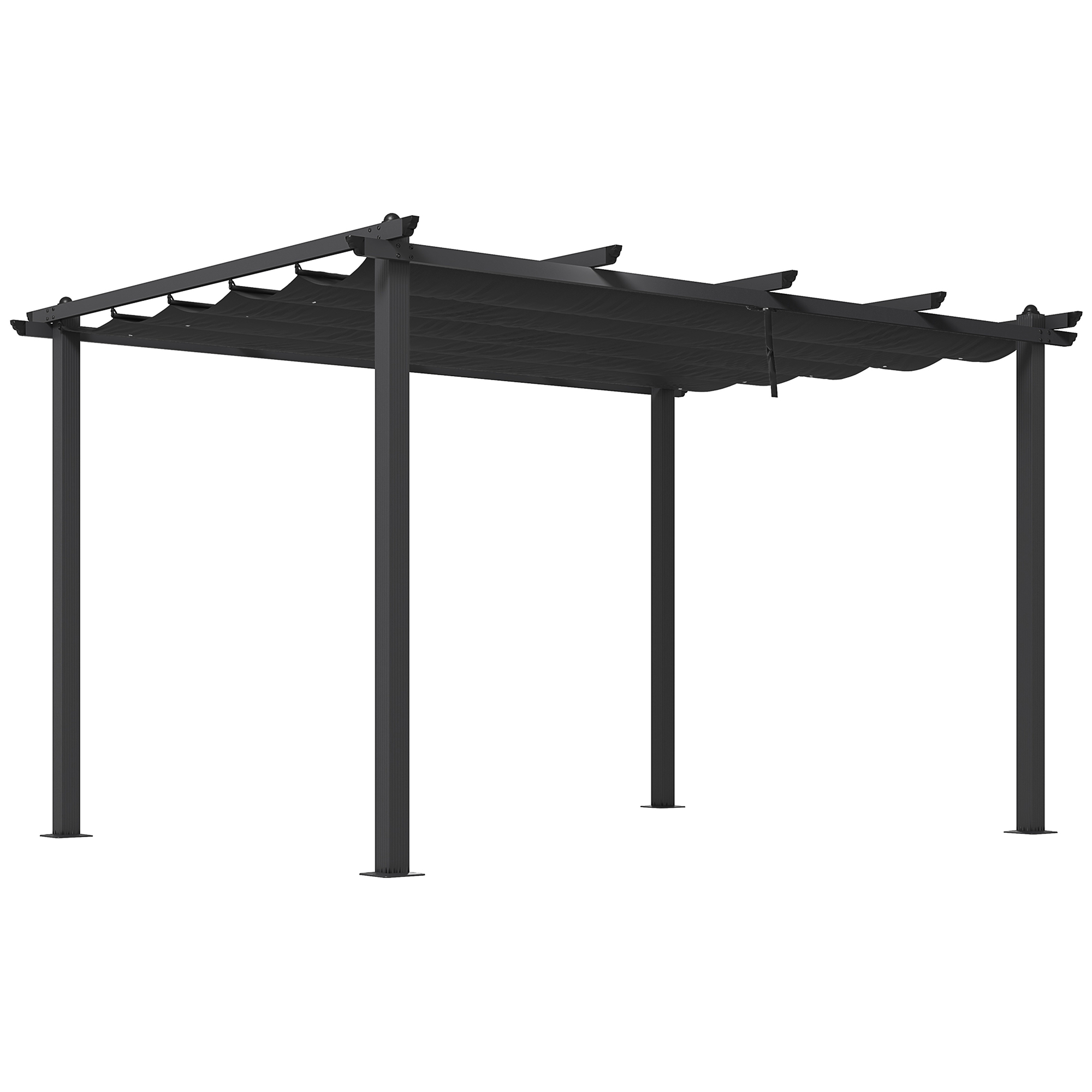 Image of Outsunny Pergola Gazebo 4x3 m con 8 Fori di Drenaggio, in Alluminio, Metallo e Poliestere, Grigio Scuro006