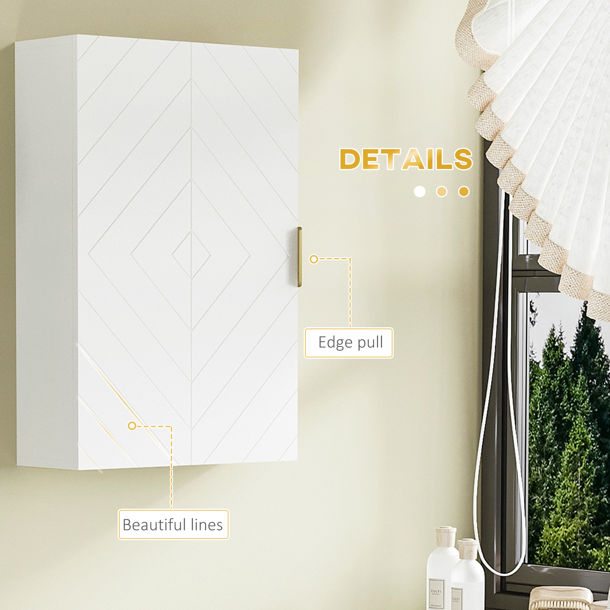 kleankin Bathroom Wall Cabinet, Over Toilet Storage Cupboard with Adjustable Shelves for Hallway, Living Room, White 6
