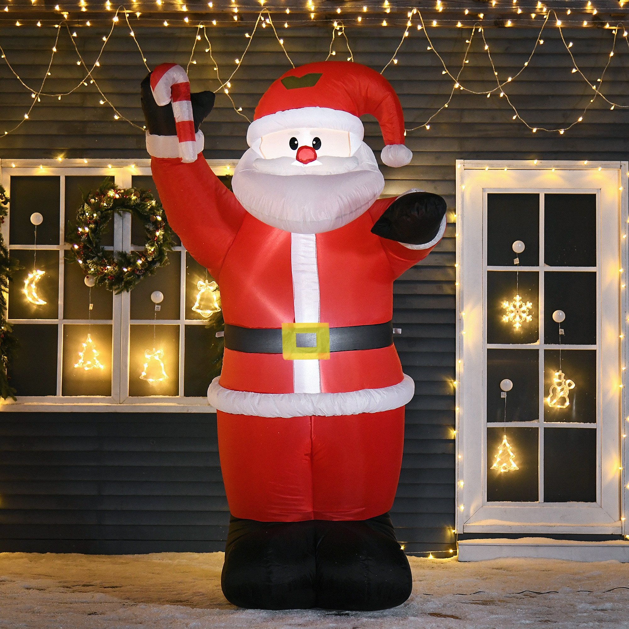 HOMCOM Inflatable Christmas Santa Claus Air Blown Decoration Yard 2