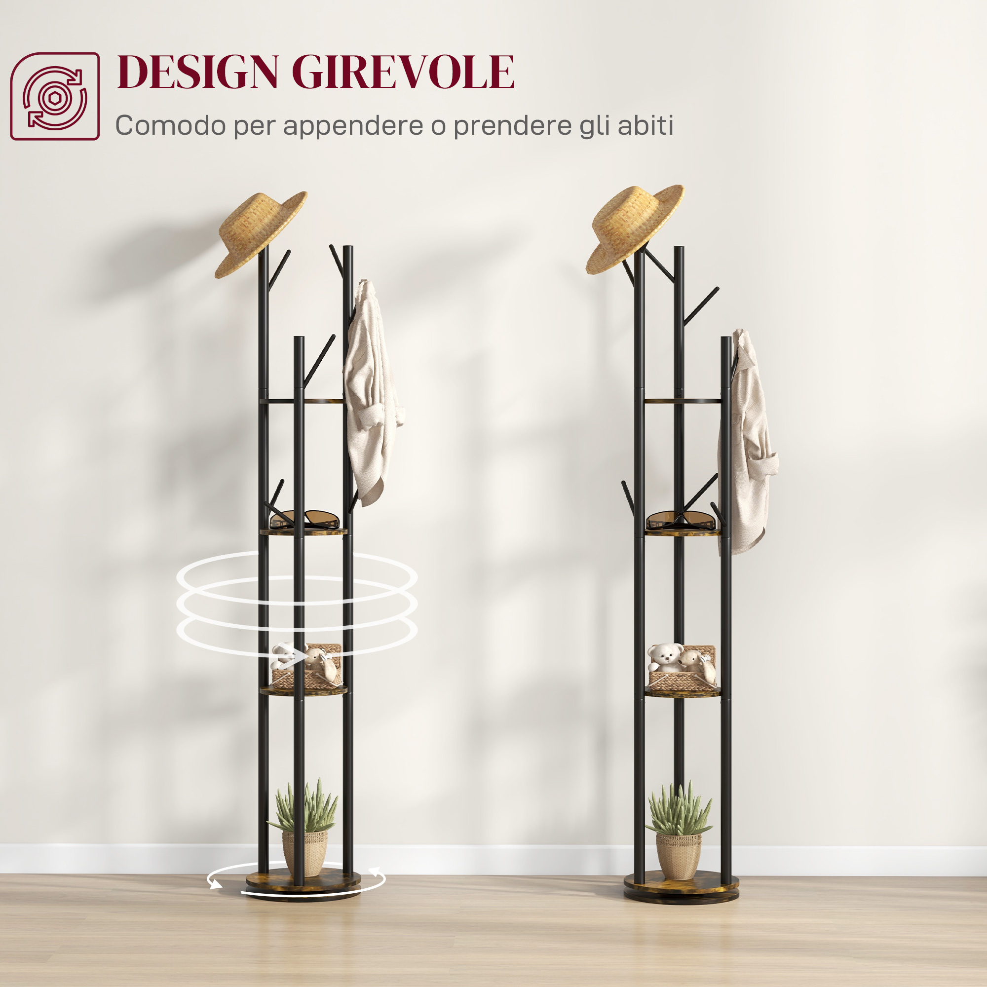 Appendiabiti da parete in acciaio inox con braccio girevole, organizer Appendiabiti da parete in acciaio inox con braccio girevole, organizer