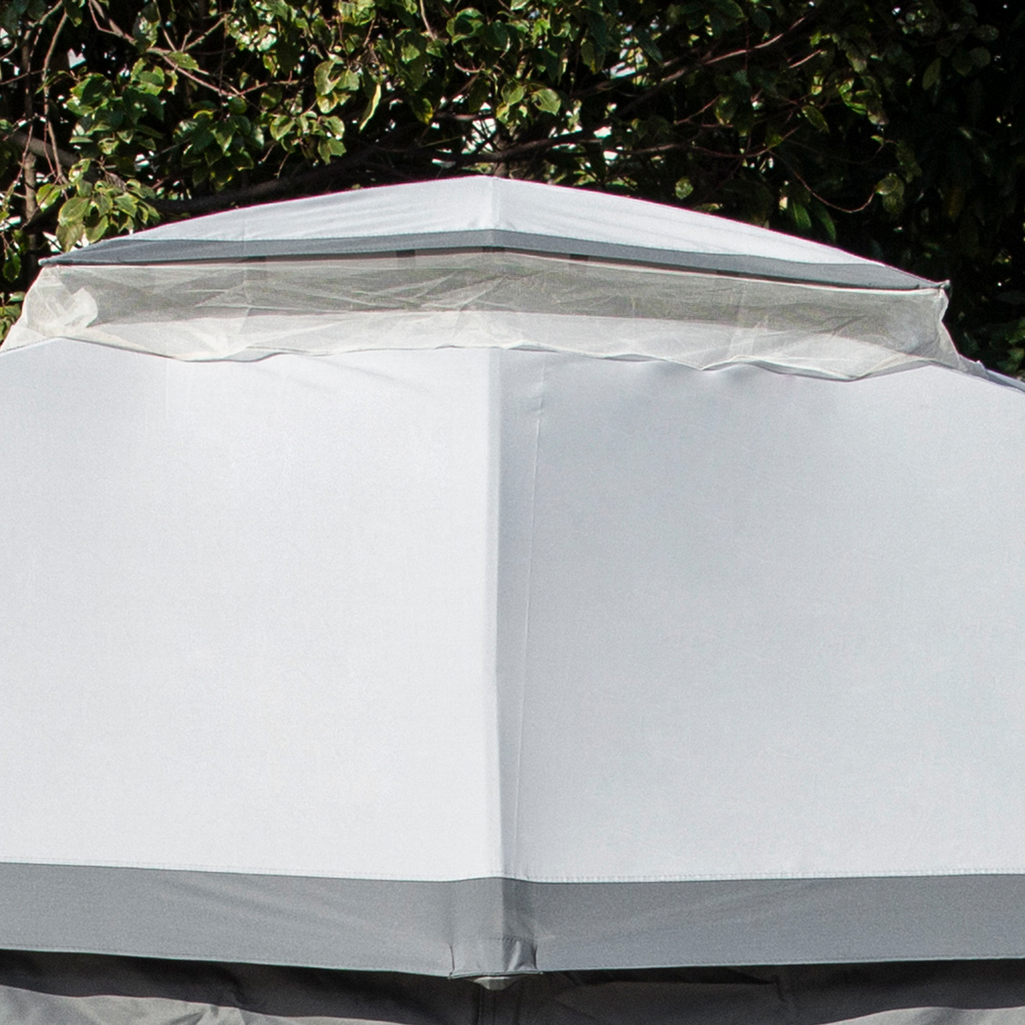 Outsunny 3.7 x 3(m) Metal Gazebo Canopy Party Tent Garden Patio Shelter with Netting Sidewalls & Double Tiered Roof, Grey 7