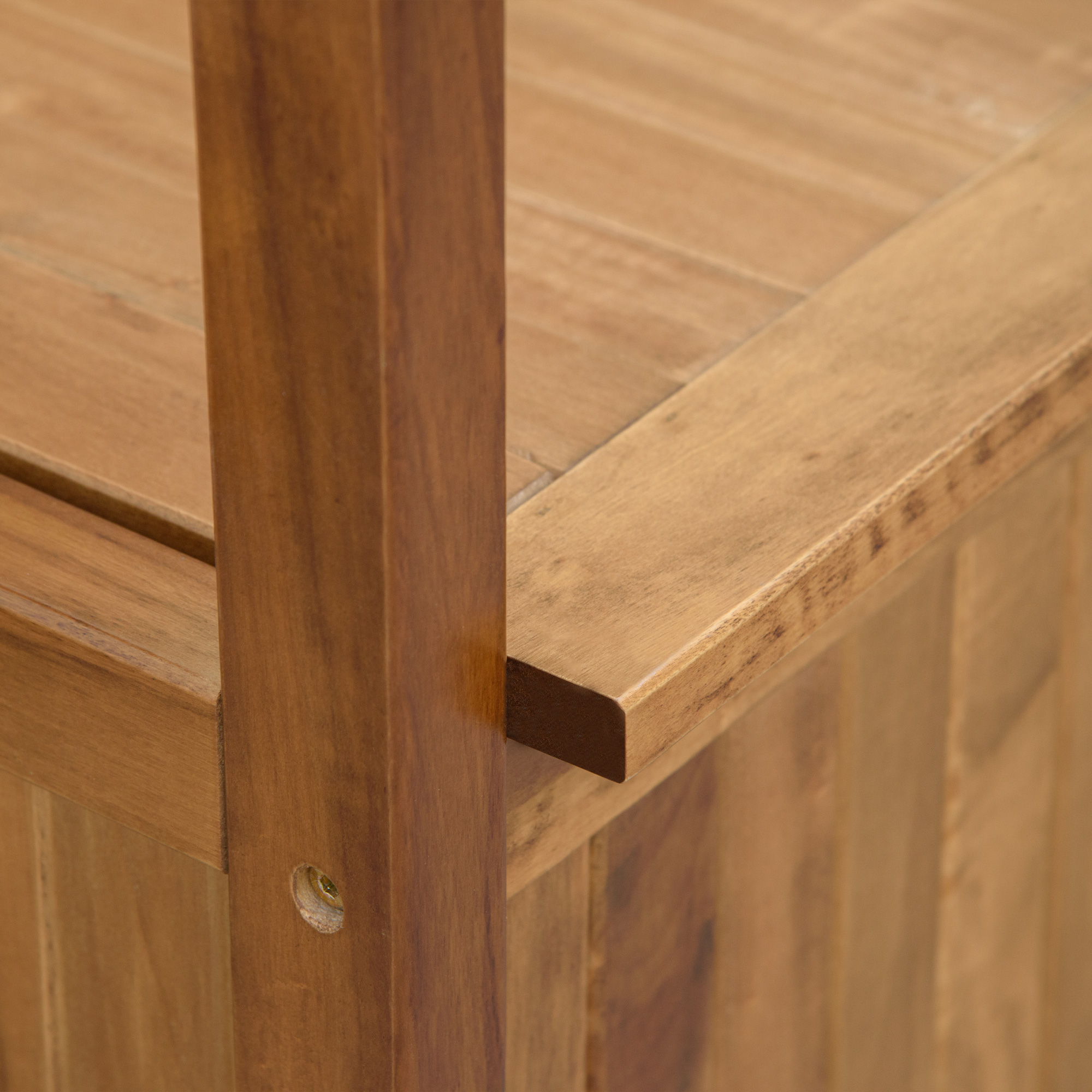 Outsunny Two-Seater Wooden Storage Bench Natural Finish 8