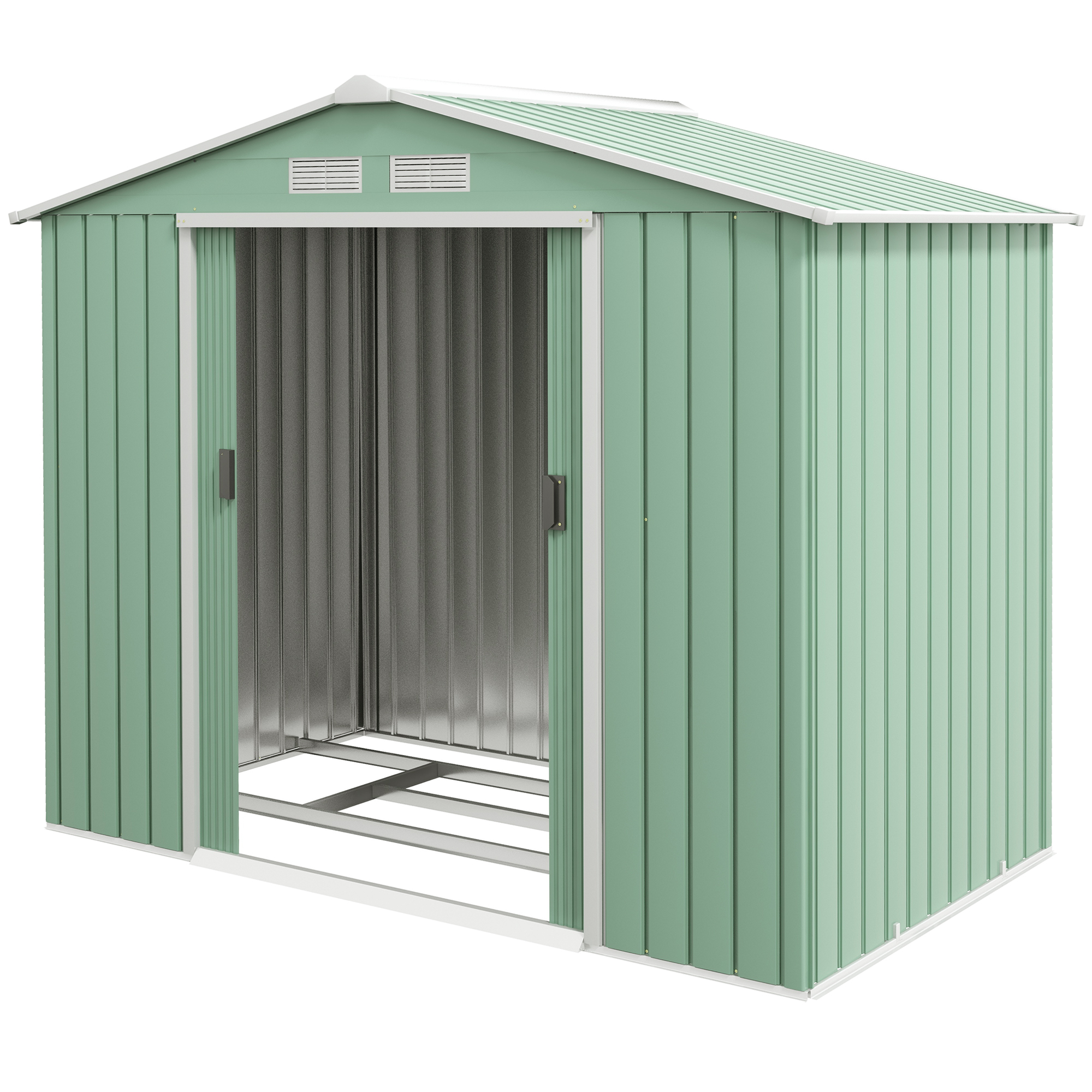 Outsunny Abri & Cabane de Jardin en Métal Tôle d'Acier 2.5 m² - Remise pour Outils avec Fondation, Porte verrouillable, Vert Aosom France