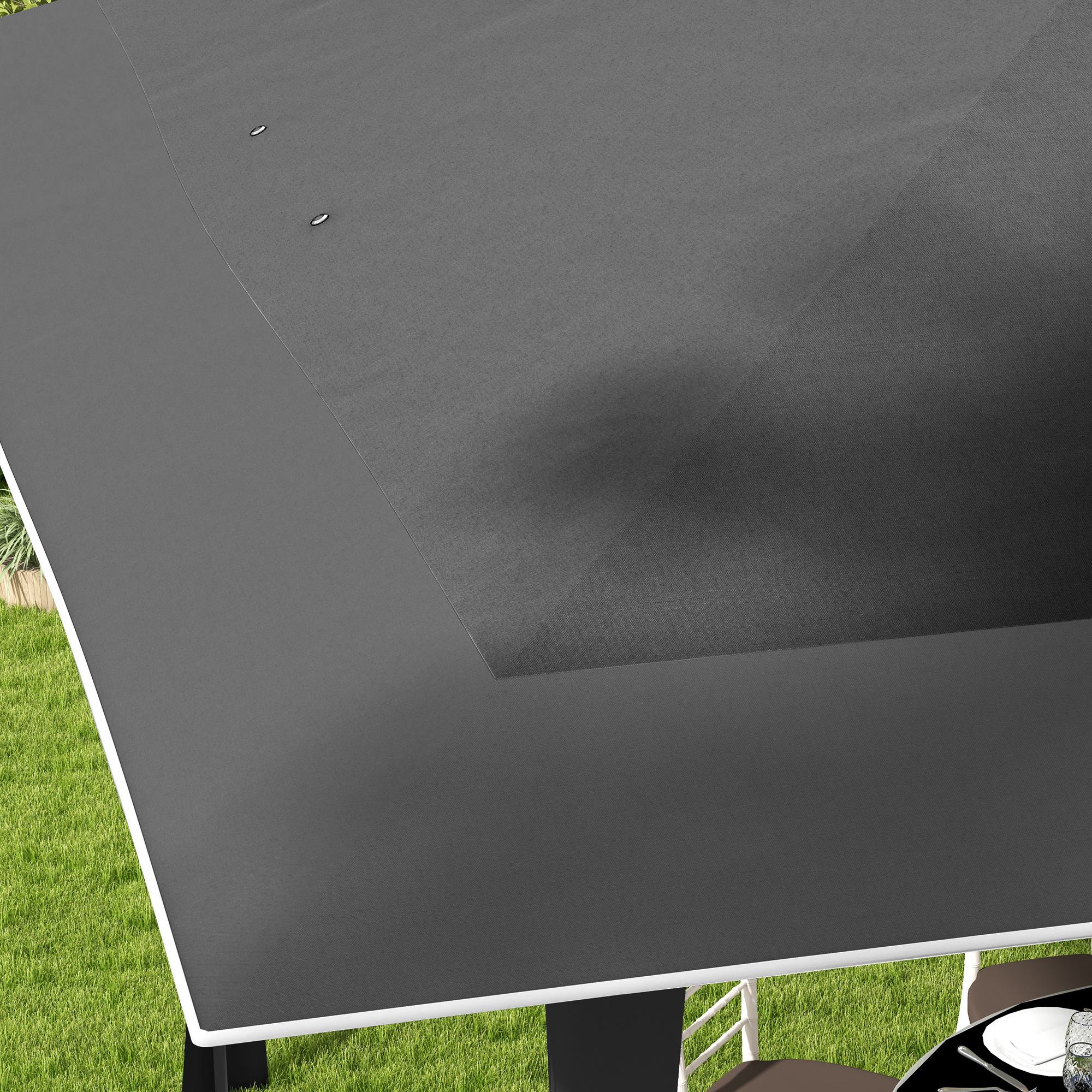 Outsunny 4 x 4m Pop-up Gazebo Double Roof Canopy Tent with UV Proof, Roller Bag & Adjustable Legs Outdoor Party, Steel Frame, Dark Grey 9
