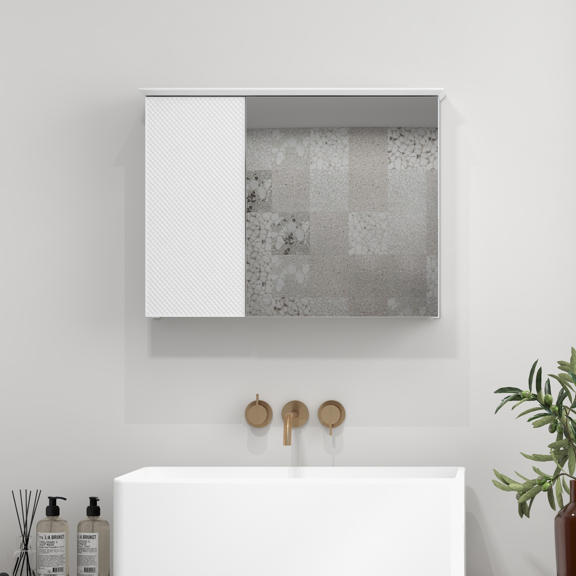 HOMCOM Armoire De Toilette Murale Avec Miroir - 65x15x49 Cm Blanc - 2 Portes, Étagères Réglables
