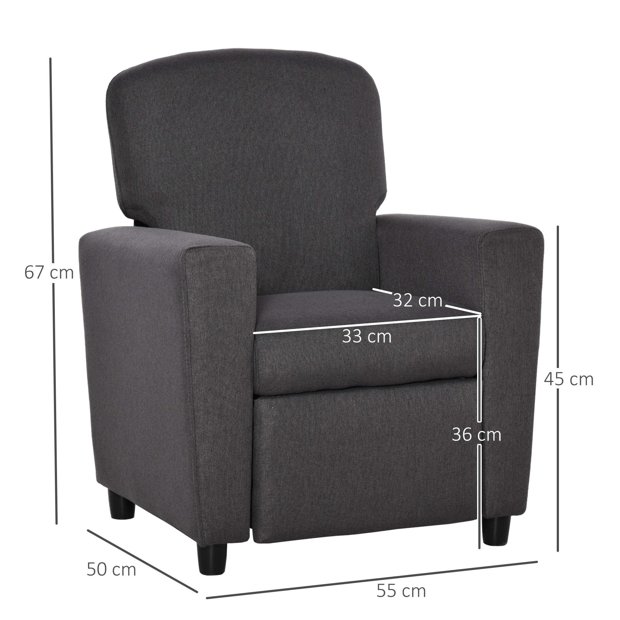 HOMCOM 2 in 1 design Kids Sofa Armchair with Footrest for Children Playroom Bedroom Living Room, 55 x 50 x 67cm, Grey 3