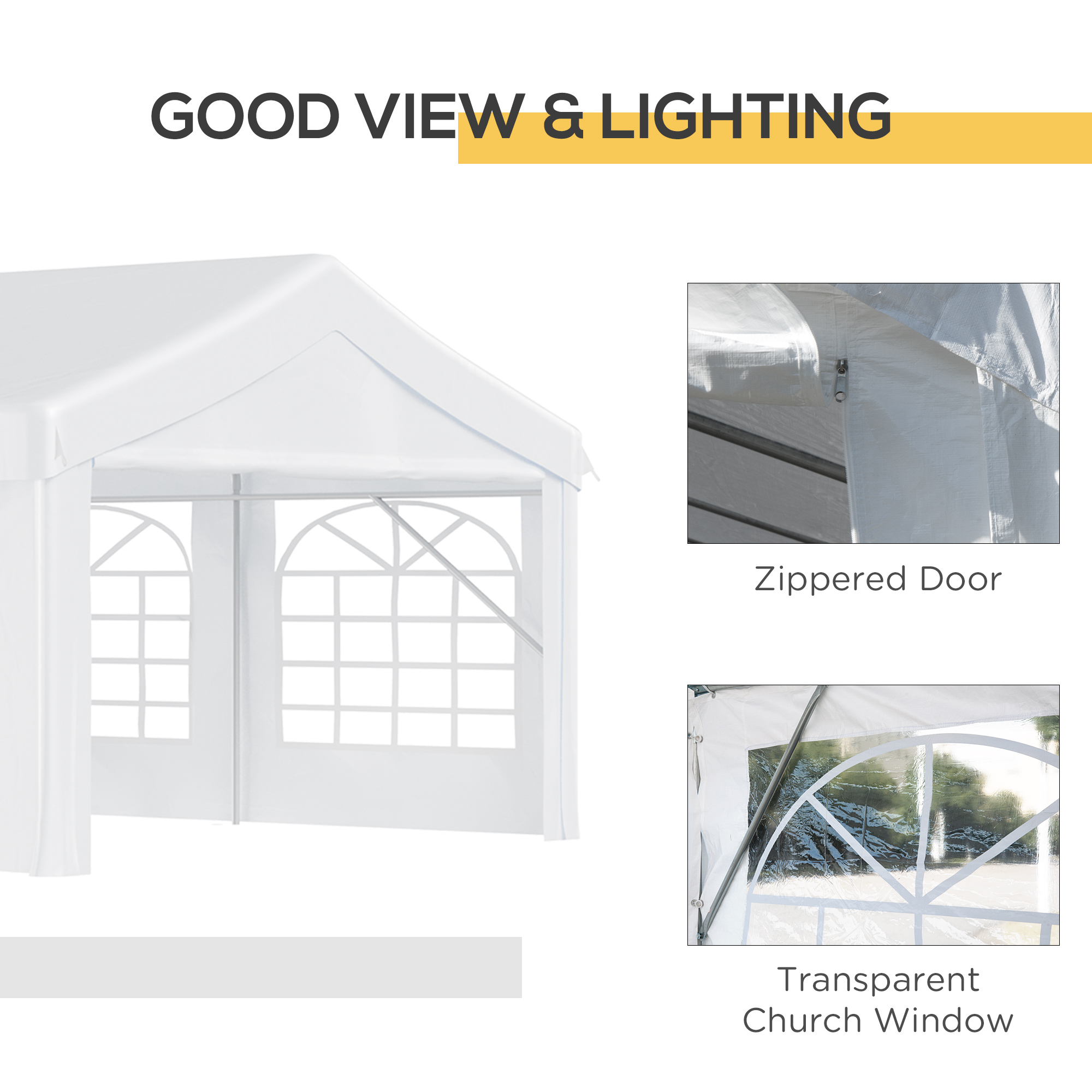 Outsunny 8m x 4m Garden Gazebo Marquee Wedding Shelter Level 4 Wind Protection, White 7