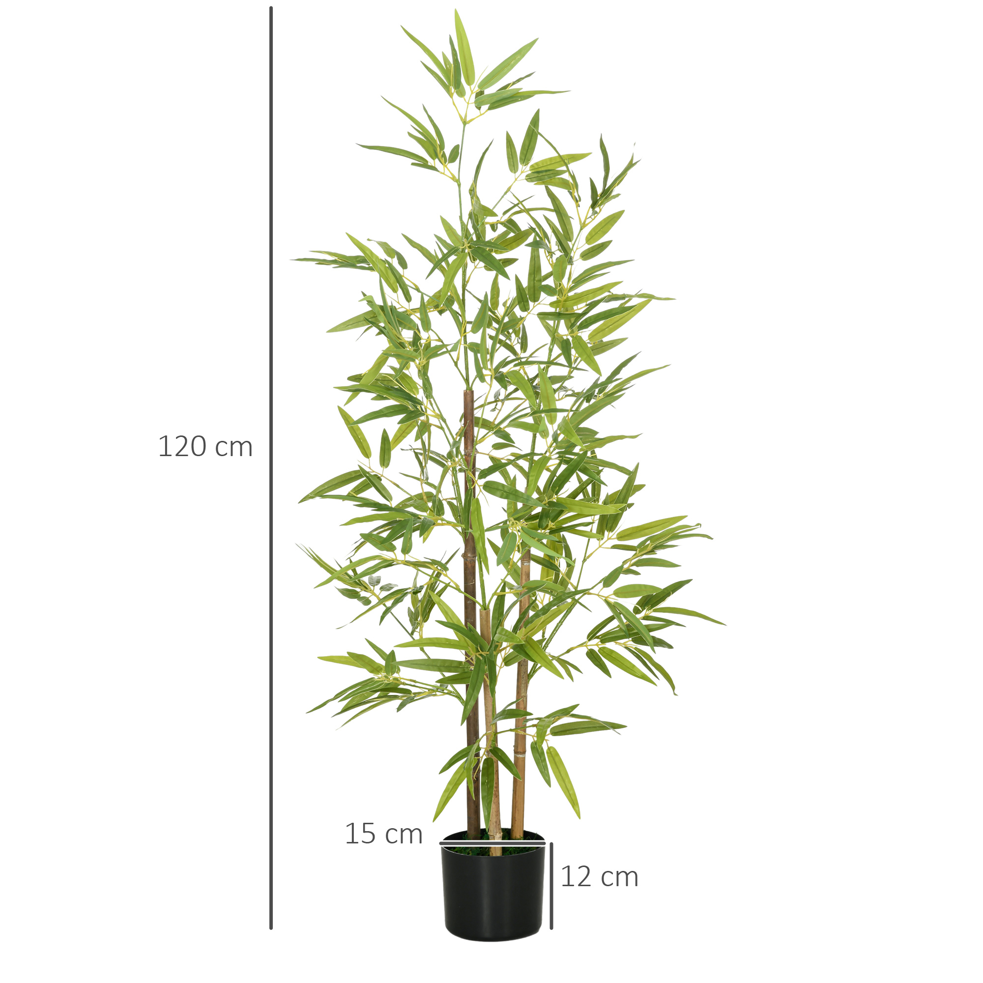 HOMCOM Artificial Plant Bamboo Artificial Tree Height 120 cm with Pot for Home Indoor Decor 3