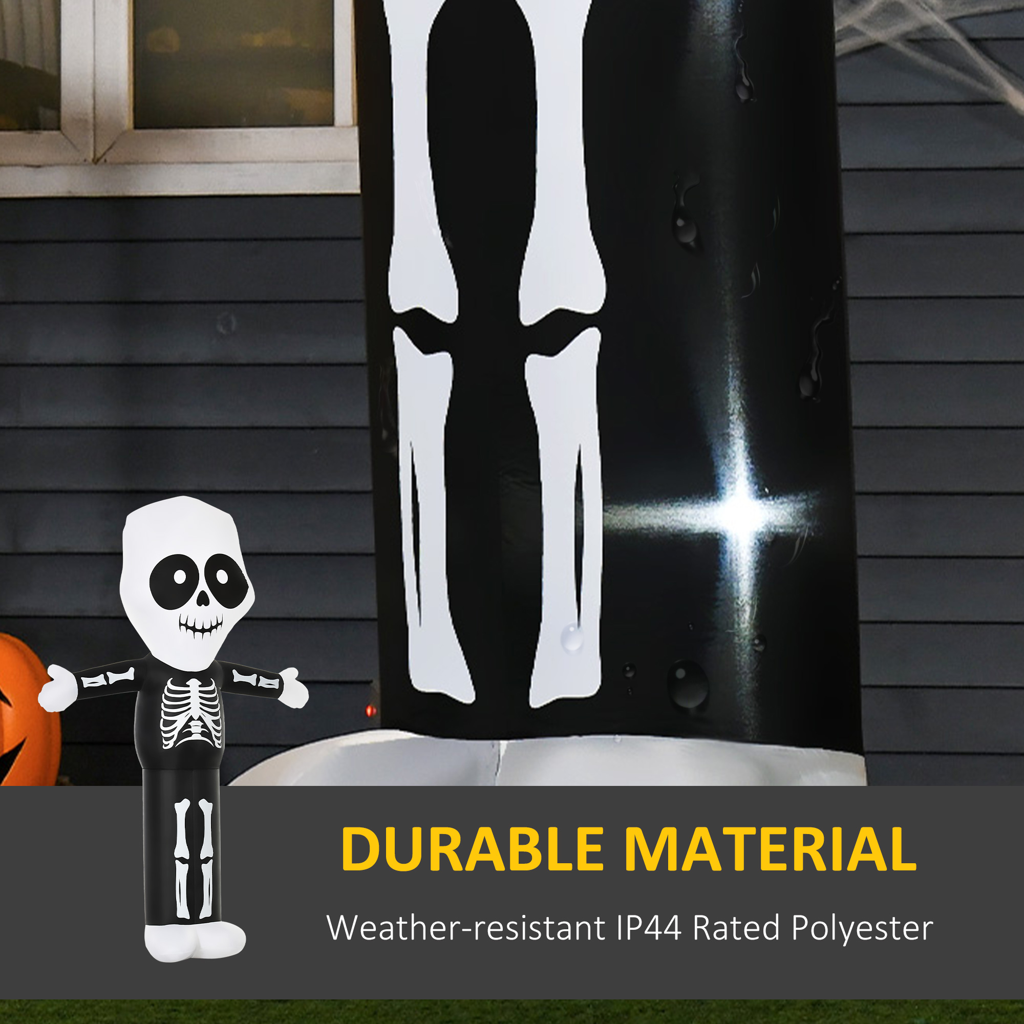 HOMCOM 3m Halloween Inflatable Skeleton Ghost Decoration, LED Lighted for Home Indoor Outdoor Garden Lawn Decoration Party Prop 5