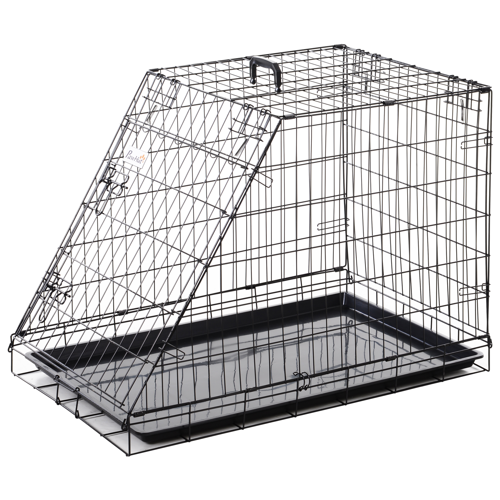 PawHut Wicker Dog Bed, Elevated Rattan Dog House with Removable Cushion and Canopy, for Small and Medium Dogs, 98 x 69 x 70cm - Grey
