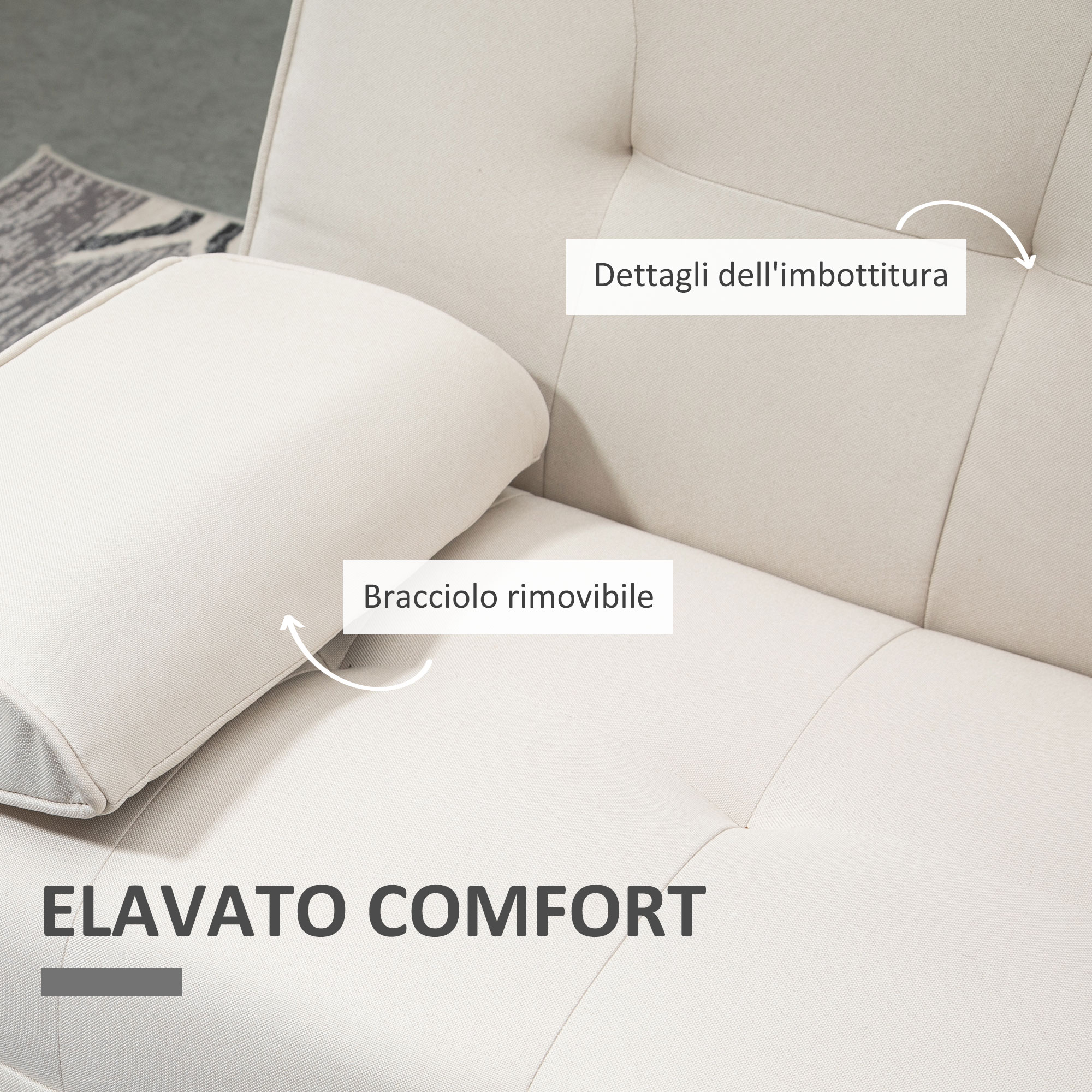 Divano 3 Posti VidaXL - Moderno In Lino Con Cuscini Rimovibili