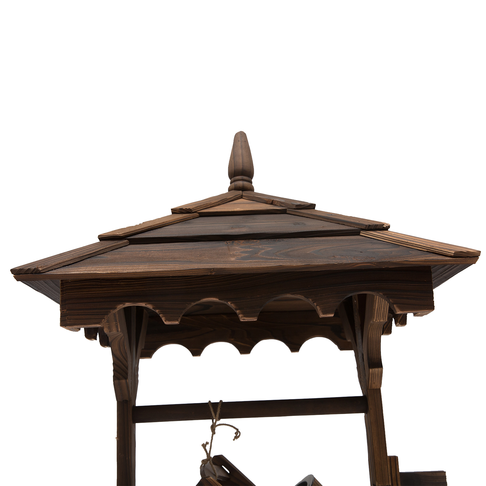 Outsunny Wooden Garden Wishing Well Fountain Barrel Waterfall Rustic Wood with Pump Garden Décor Ornament 8