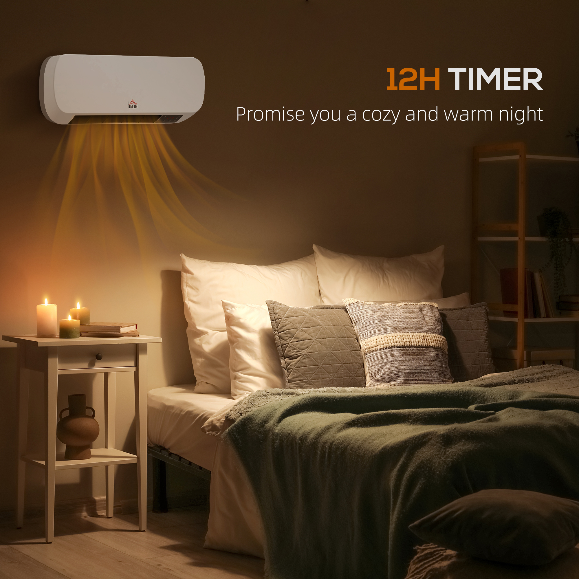 HOMCOM 2000W Wall Mounted Ceramic Space Heater, 10-49°C Temperature, White 4