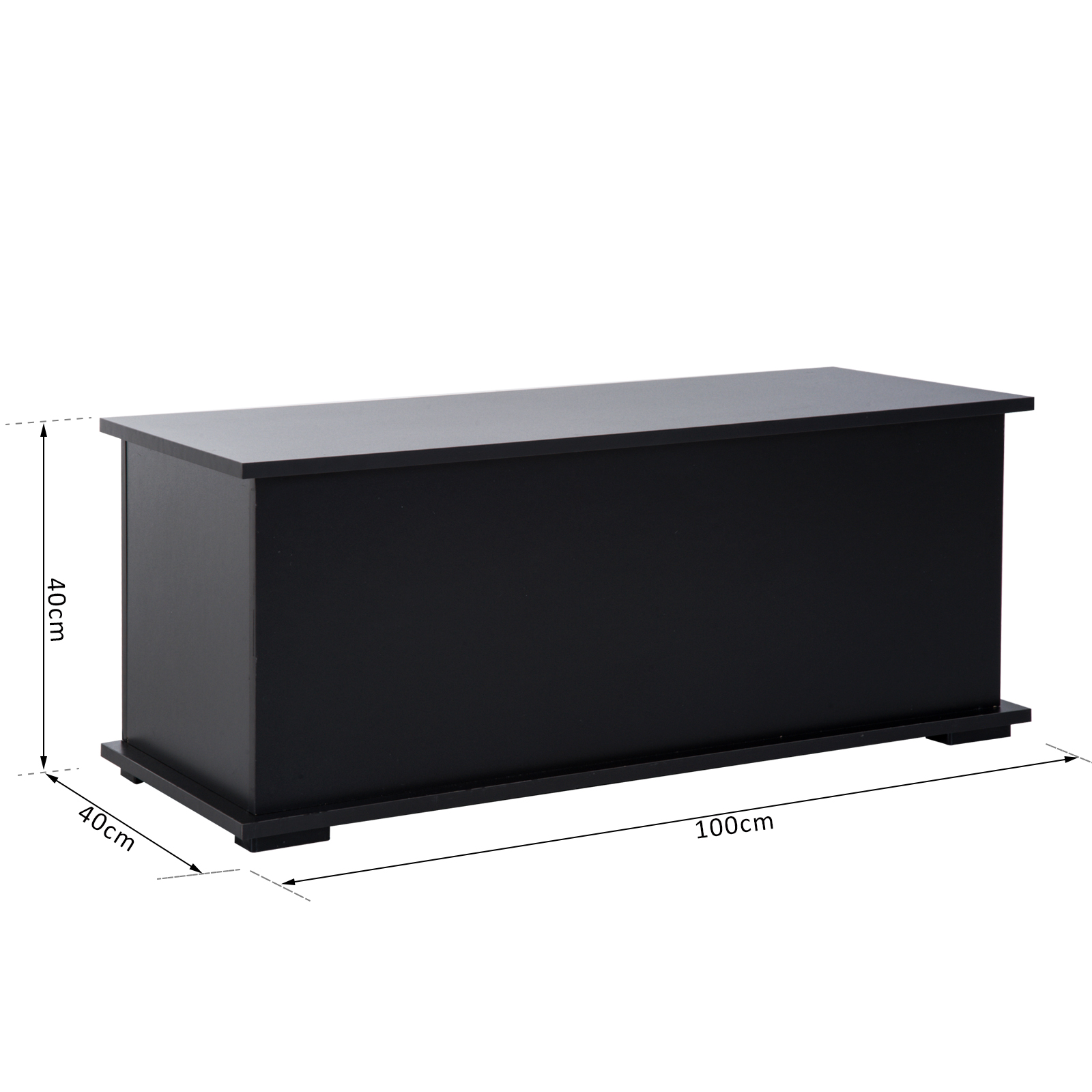 HOMCOM 113L Storage Chest, Storage Box with Flip-Top Lid and 2 Safety Hinges, Storage Trunk for Living Room, Entryway, 100 x 40 x 40 cm, Black 3