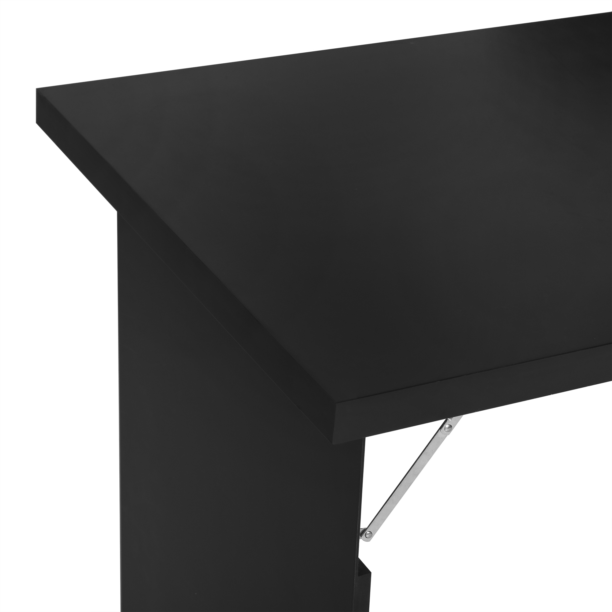 HOMCOM Folding Wall-Mounted Drop-Leaf Table, Convertible Wall Table With Chalkboard and Storage Shelf, Multifunctional Floating Desk for Home Office, Black 9