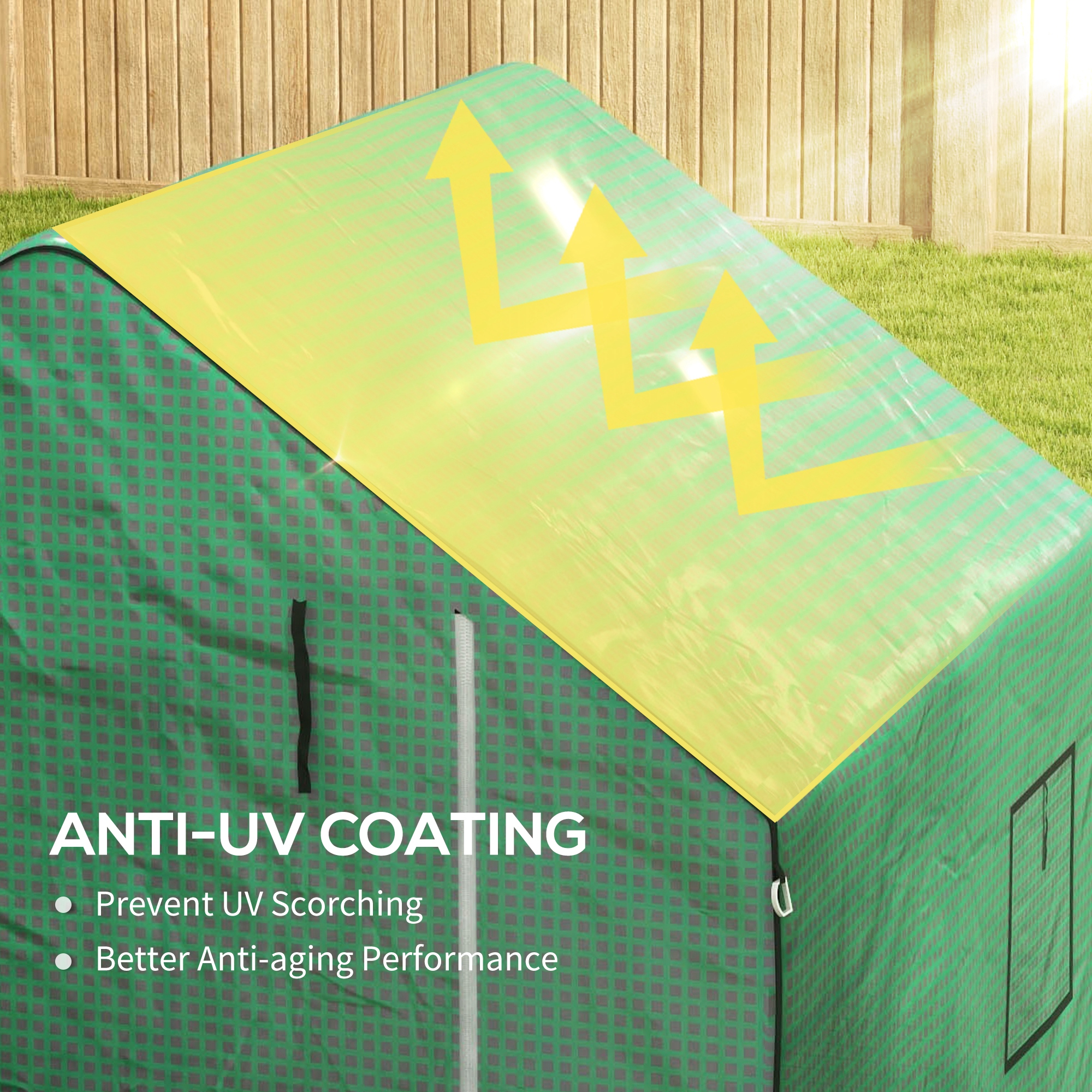 Outsunny Greenhouse Cover Replacement Walk-in PE Hot House Cover with Roll-up Door and Windows, 140 x 143 x 190cm, Green 5