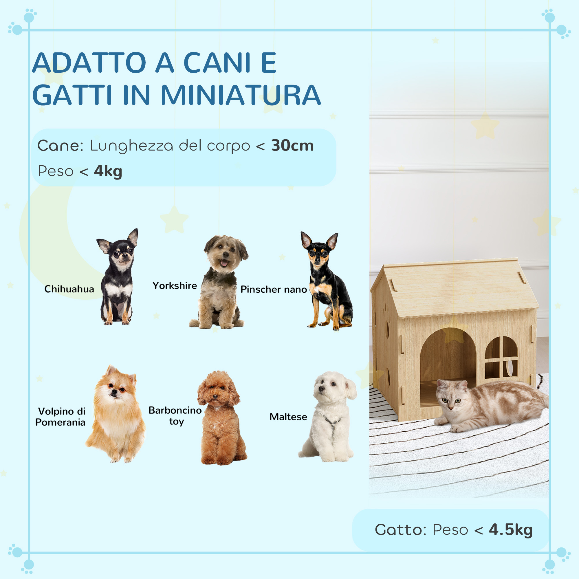 Casetta Per Cani PawHut Da Interno - Legno, Finestra, Ingresso, 49.5x41x51 Cm, Color Rovere - Foto 3