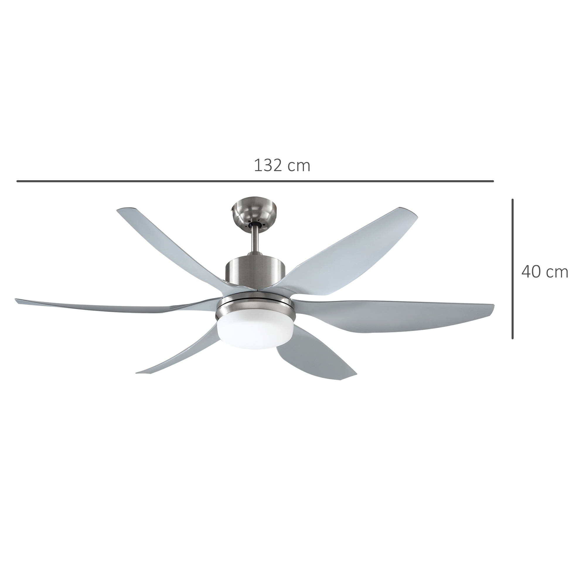 HOMCOM Reversible Ceiling Fan with Light, 6 Blades Indoor Modern Mount LED Lighting Fan with Remote Controller, for Bedroom, Living Room, Silver 3