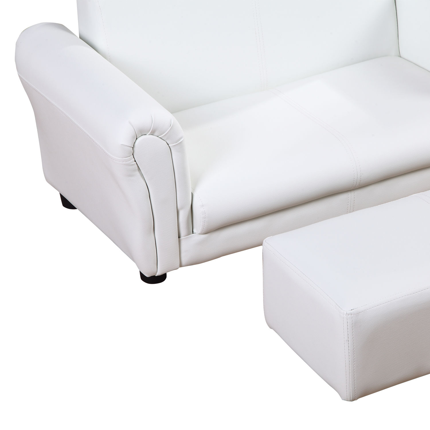HOMCOM 2 Seater Toddler Chair Kids Twin Sofa Childrens Double Seat Chair Furniture Armchair Boys Girls Couch w/ Footstool (White) 8