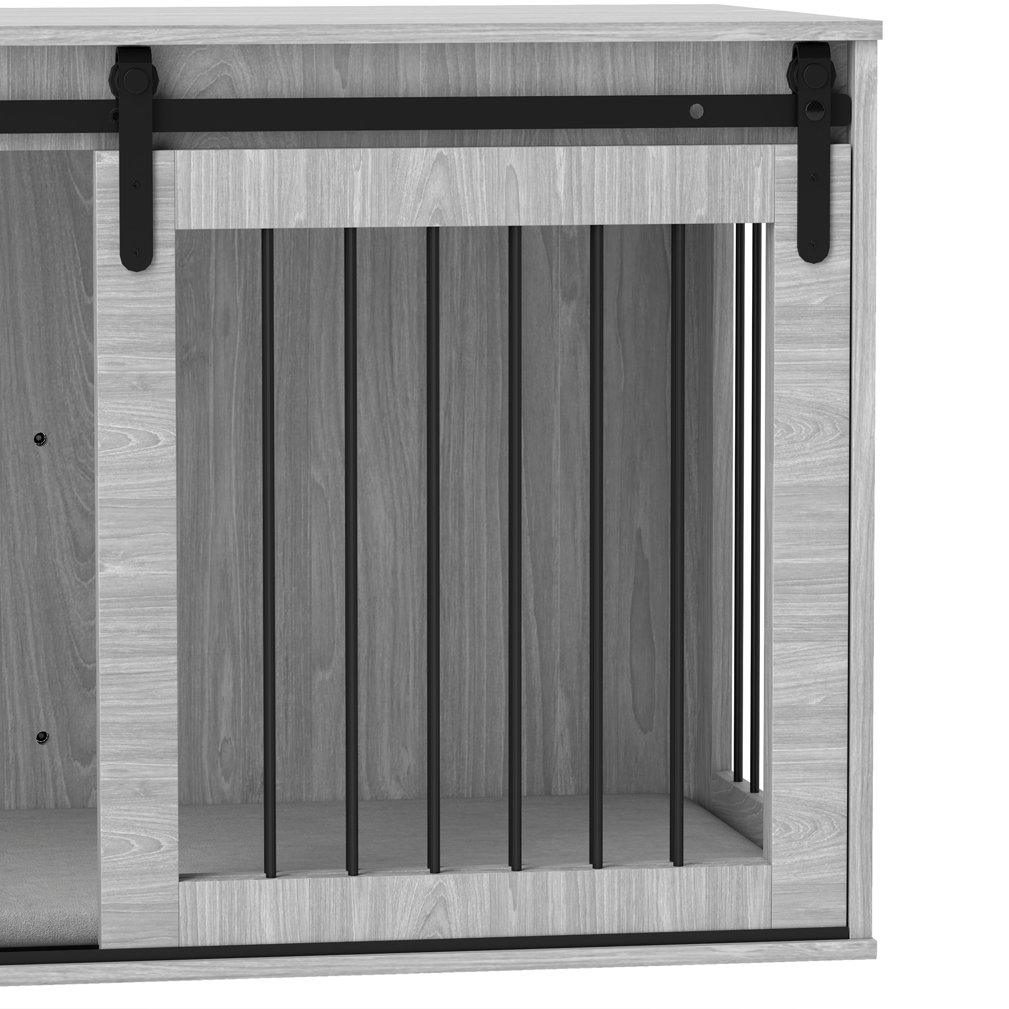 PawHut 118cm Dog Crate Furniture with Removable Cushion for Extra Large Dogs Grey 9
