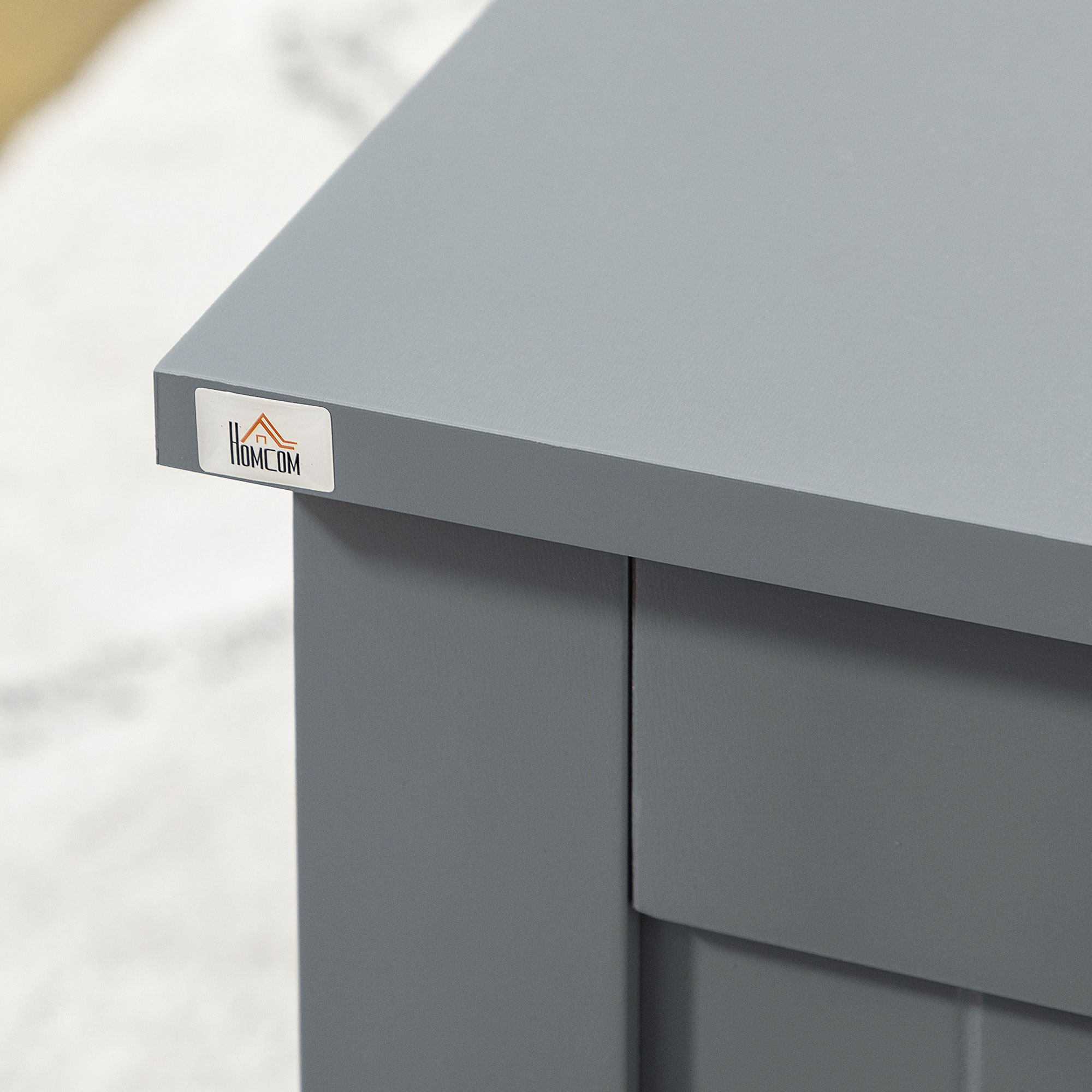 HOMCOM Large Storage Box Toy Chest Cabinet Container Unit Organizer with Lid & Safety Hinges, Grey 8