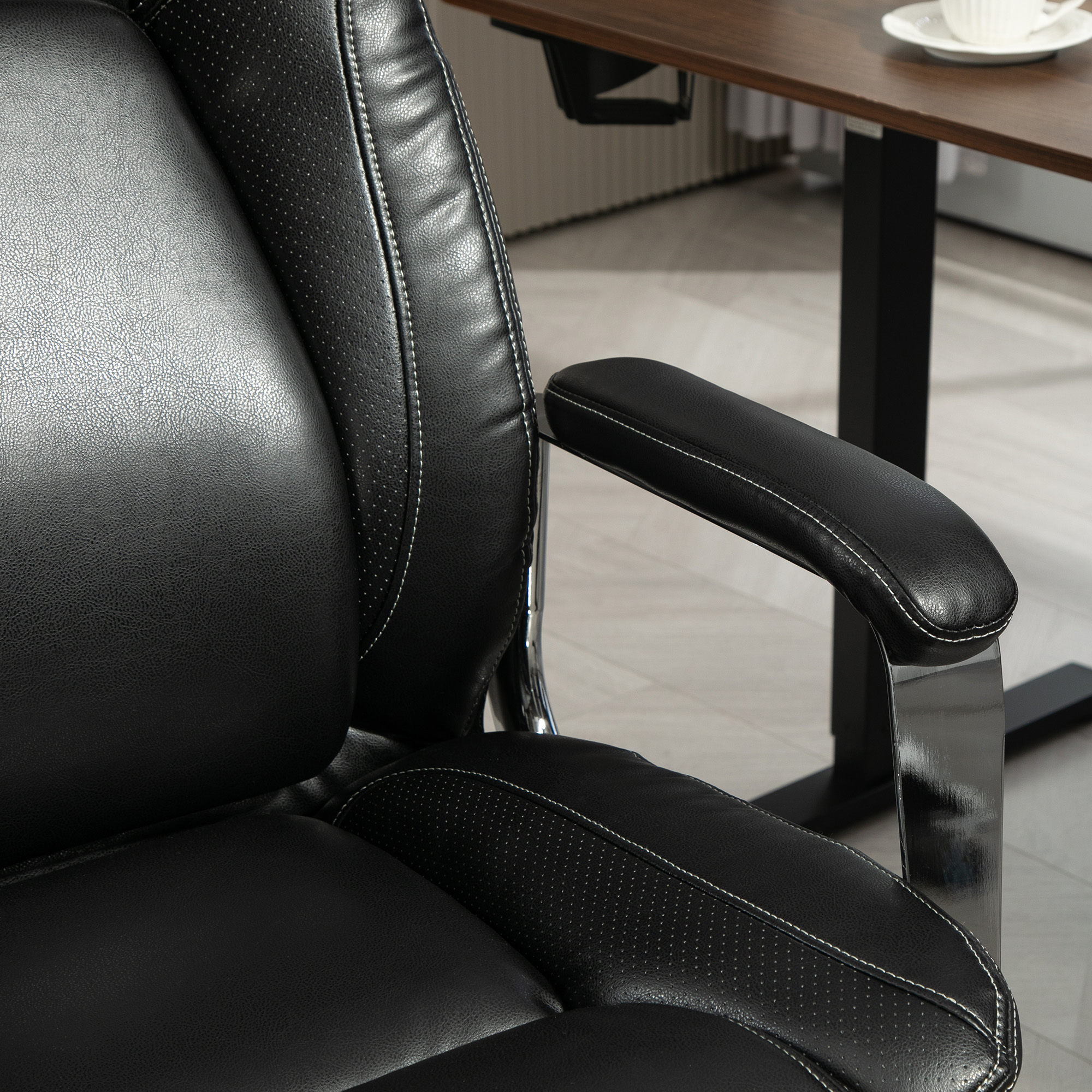 HOMCOM Ergonomic Office Chair, Heavy Duty Faux Leather Desk Chair with Tilt Function, Adjustable Height, 227kg 500LBS Swivel Computer Chair for Home Study, Black 8