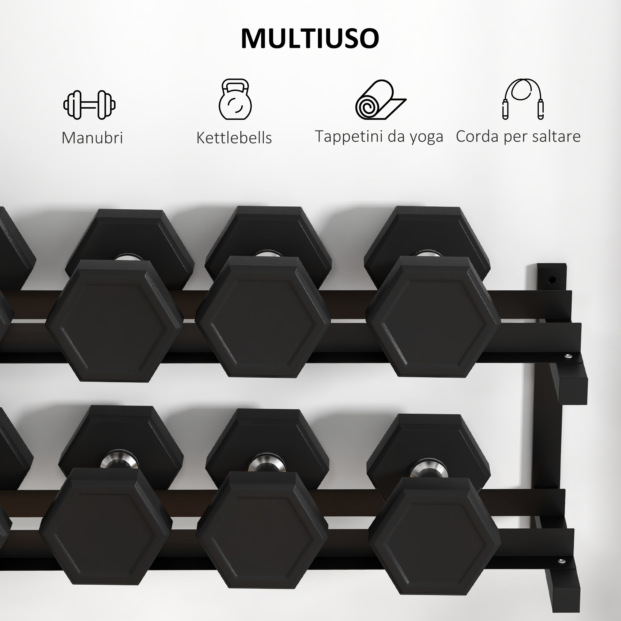 YARNOW Rack Per Manubri 5 Livelli: Scaffale In PP Per Palestra Domestica, Design Foglia, Salvaspazio - 2