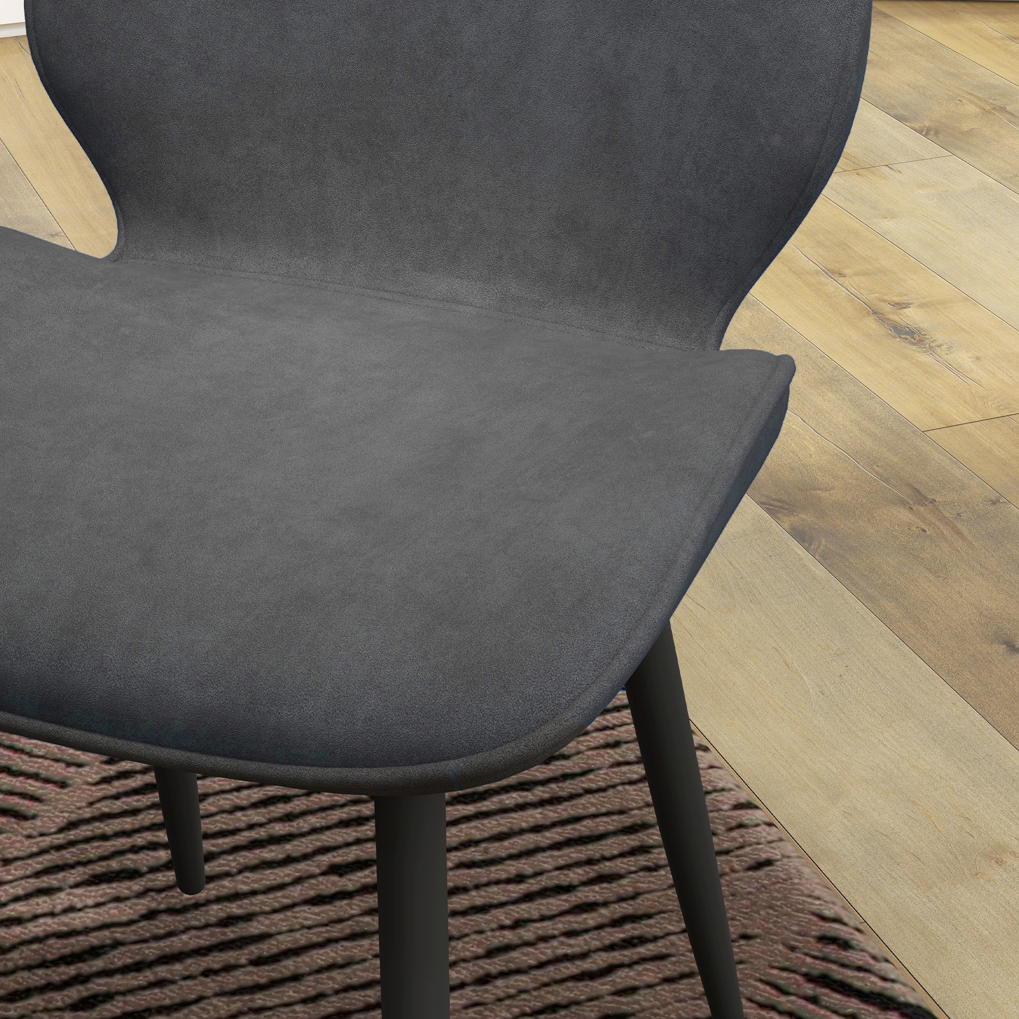 HOMCOM Velvet Dining Chairs, Set of 2 Dining Room Chairs with Metal Legs for Living Room, Dining Room, Grey 7