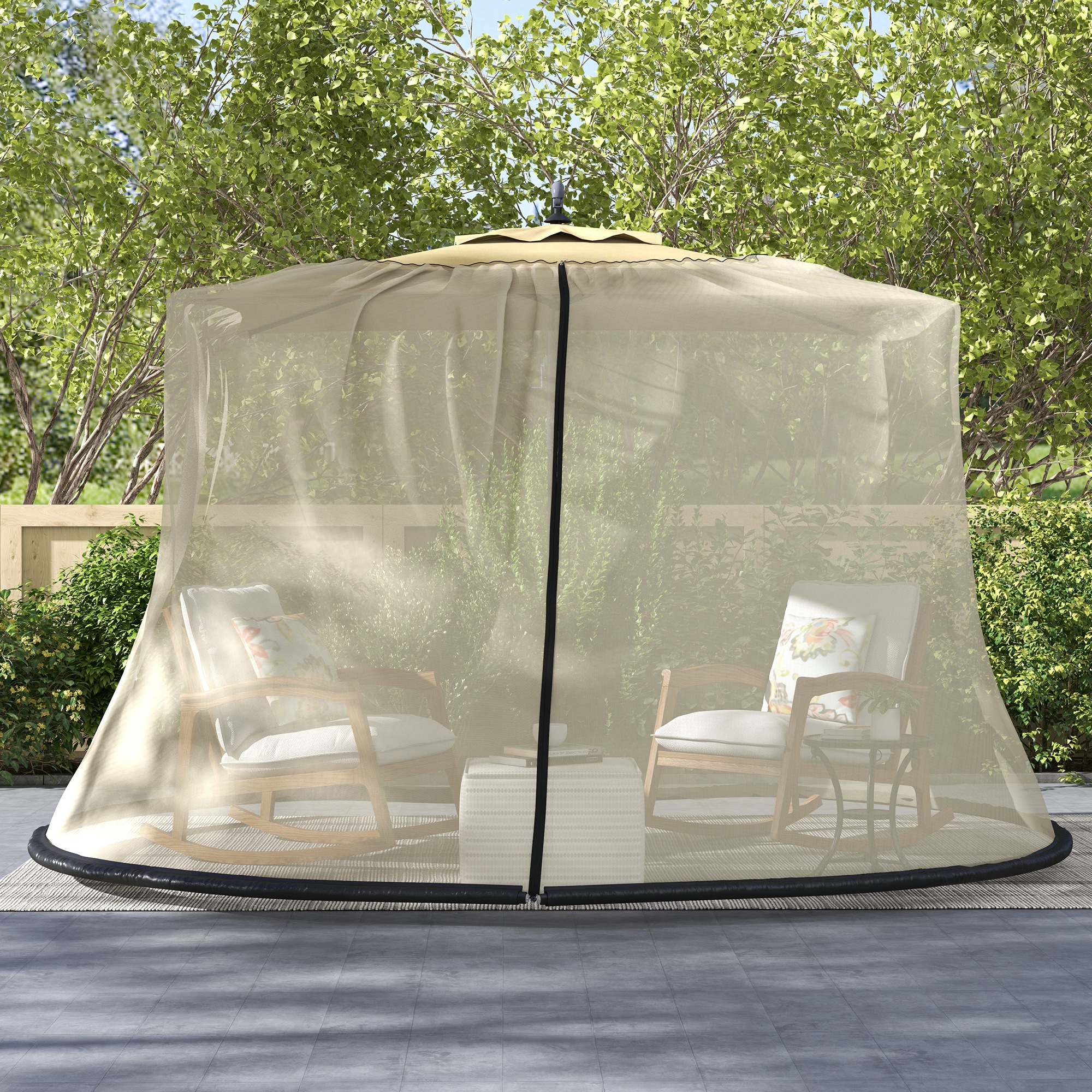 Outsunny Moustiquaire pour Parasol Noir 3 x H2,3 m