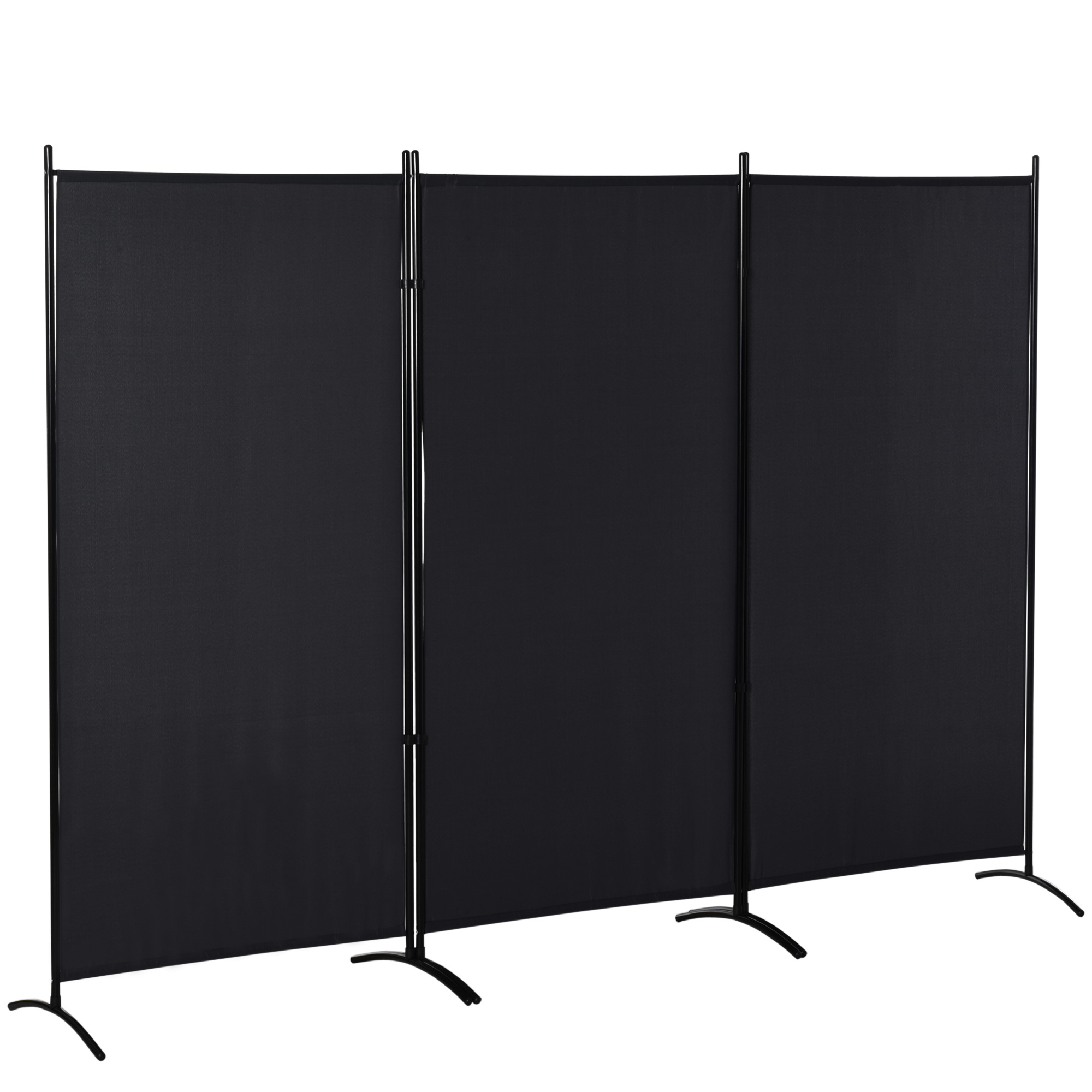 HOMCOM Paravent 3 panneaux dim. 2,53L x 0,5l x 1,82H m Store latéral Brise-Vue paravent sur Pied séparateur métal Polyester