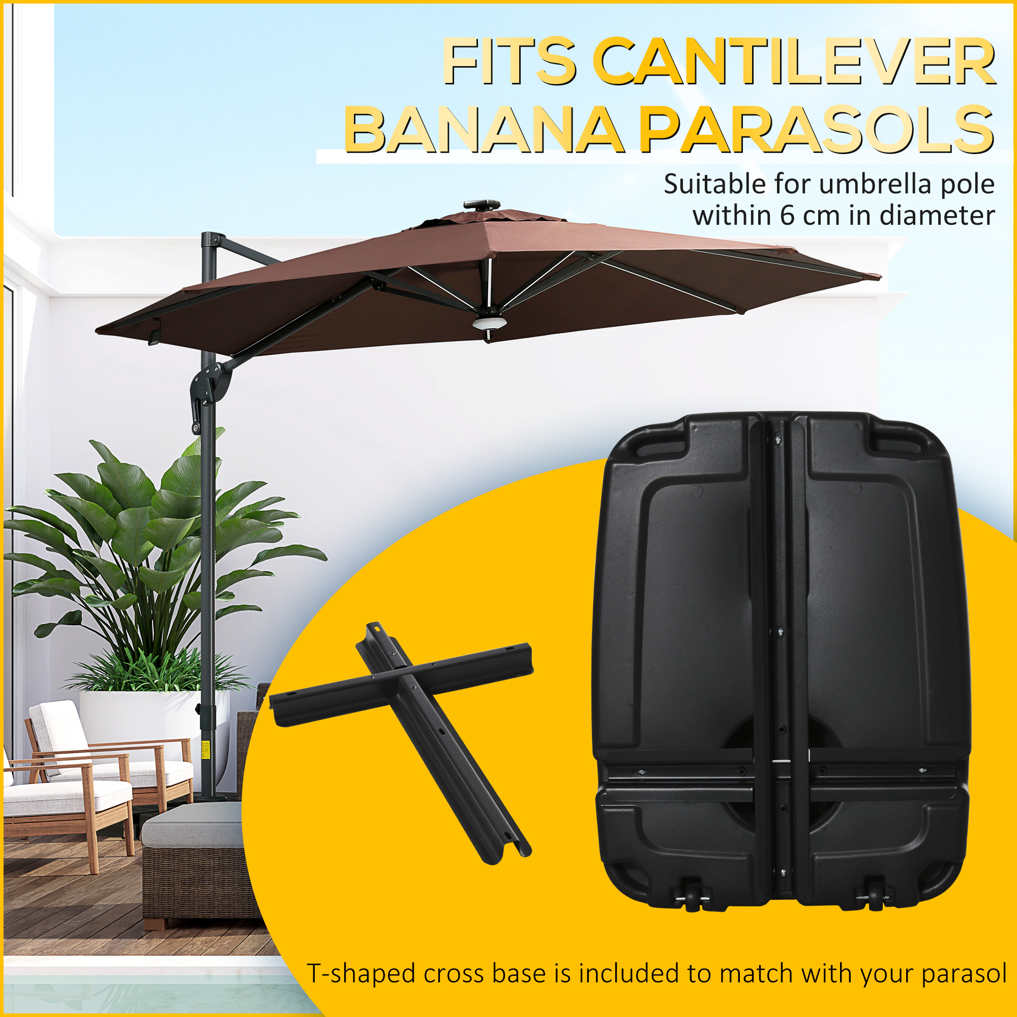 110 lbs patio umbrella base US Weight Premium 50 Pound Prefilled for Table Bronze square tabletop to keep items you need within reach 110 LB Composite Umbrella Base