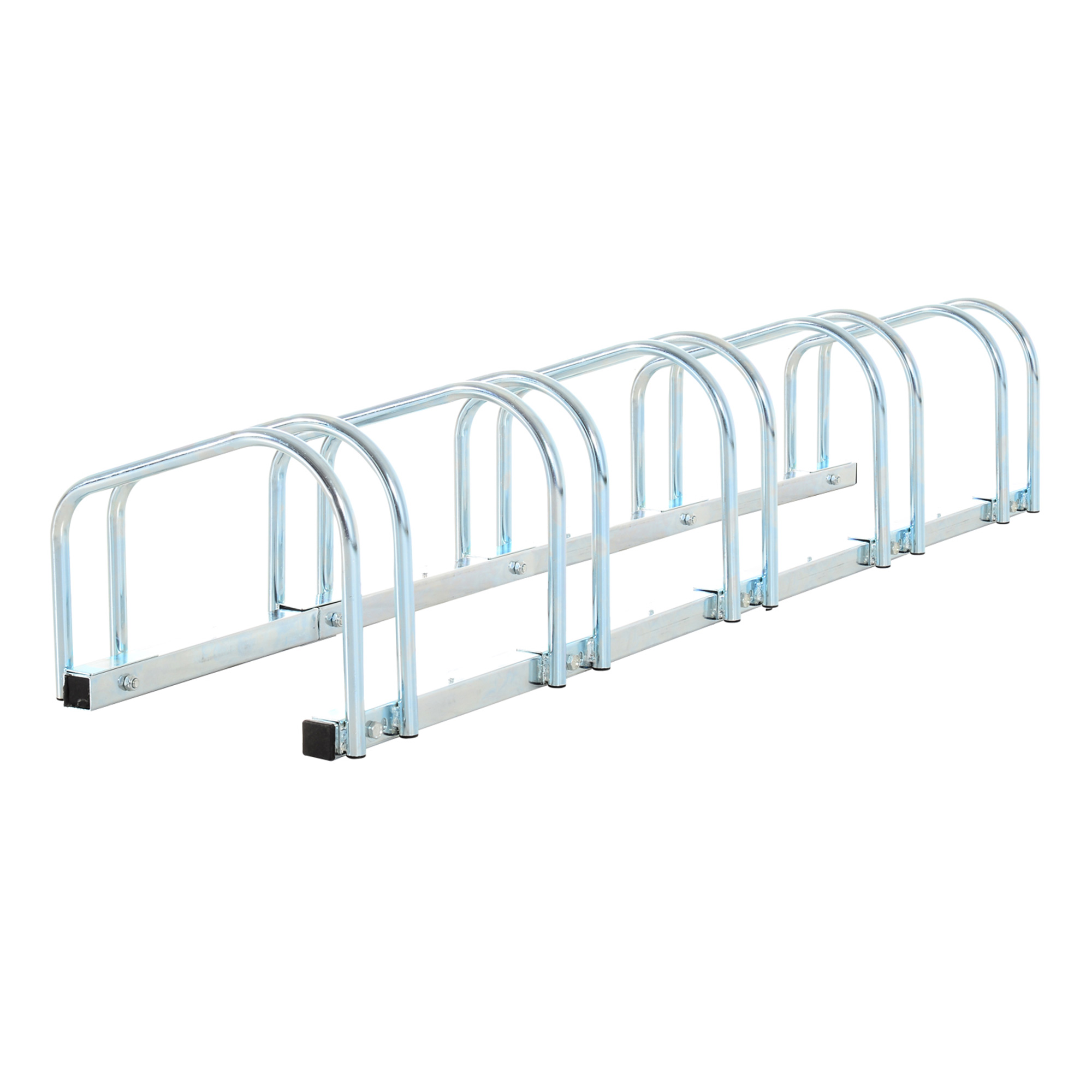 HOMCOM Aparcamiento para 5 Bicicletas Soporte Estacionamiento de Acero para Interior y Exterior Plata 145x33x27 cm   Aosom España