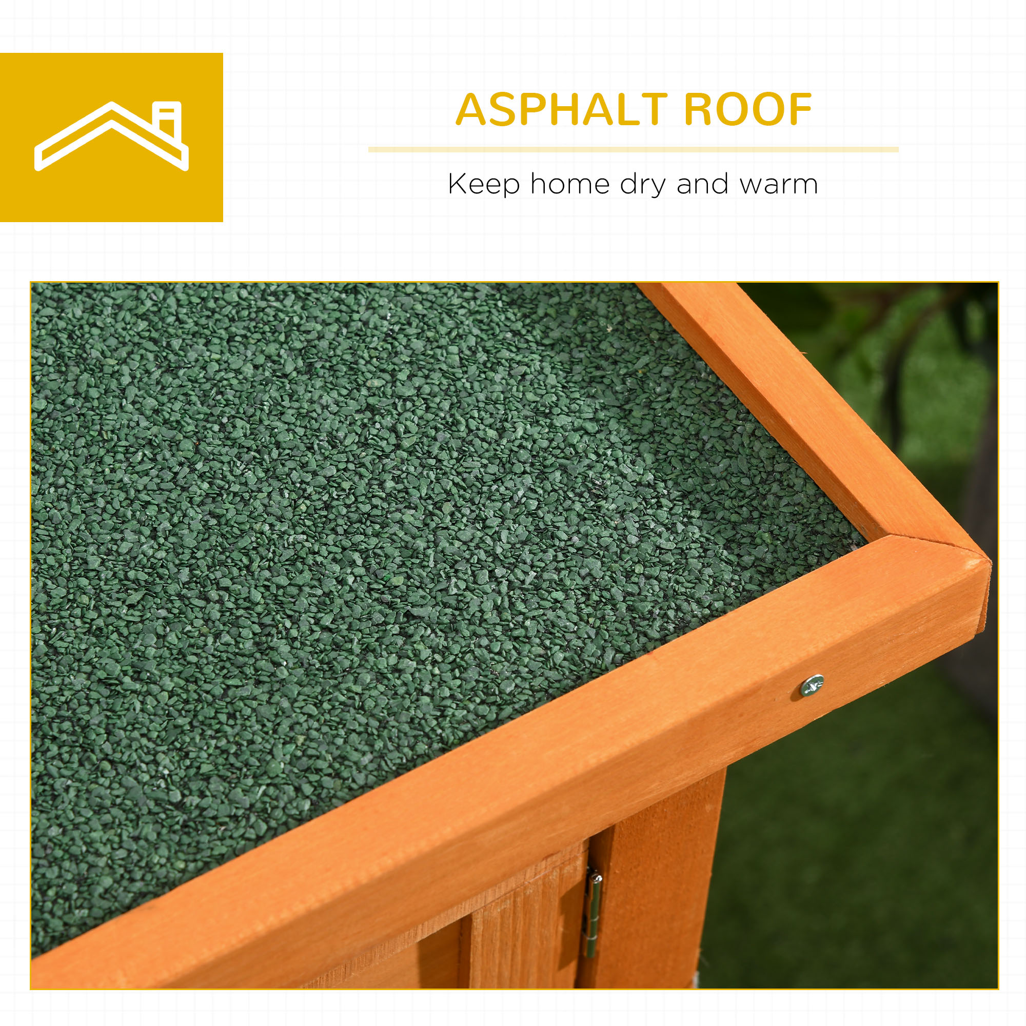 PawHut Rabbit Hutch Outdoor Guinea Pig Hutch Bunny Cage Shelter Outdoor, 90 x 45 x 65cm 7