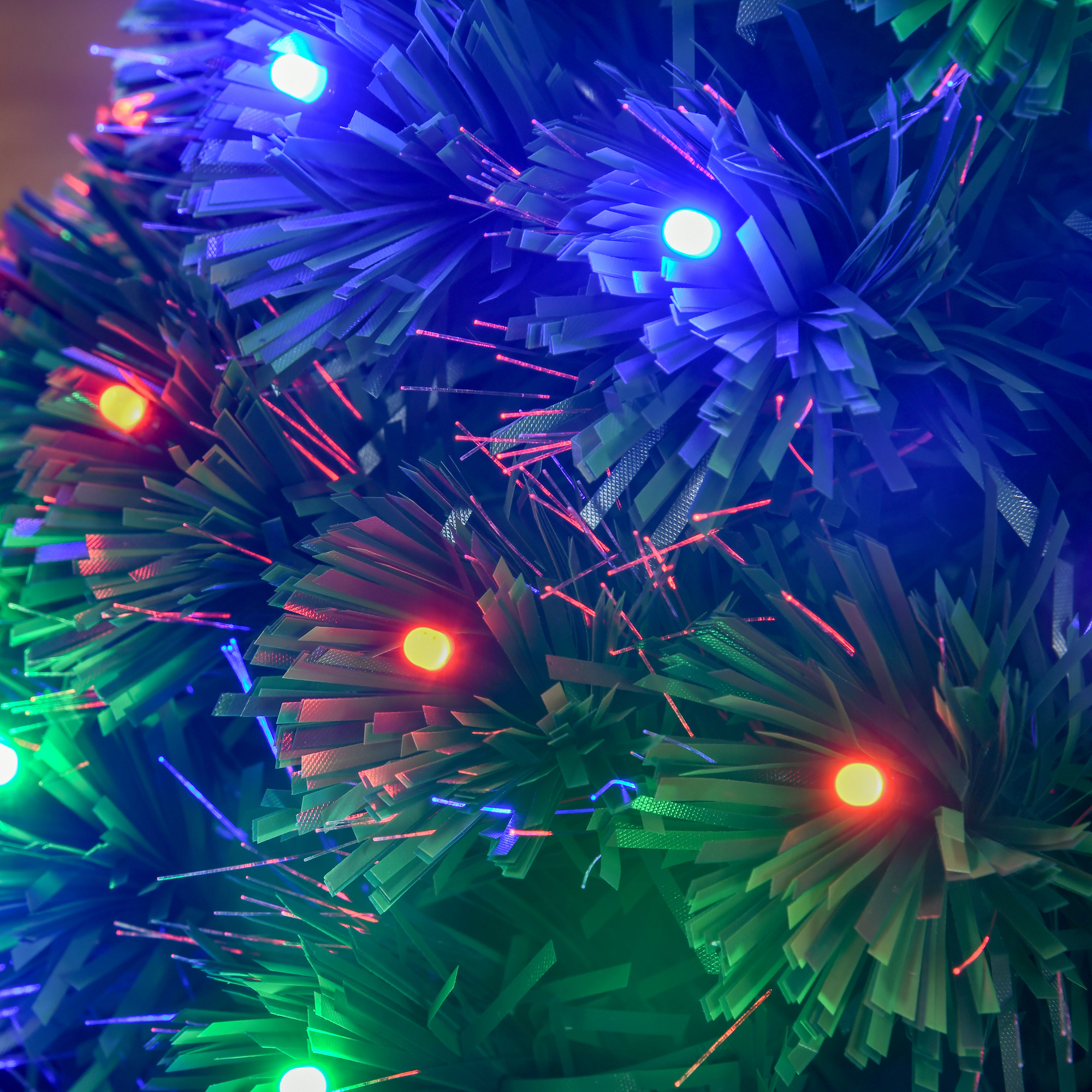 HOMCOM 3 Feet Prelit Artificial Christmas Tree with Multi-Coloured Fiber Optic LED Light, Holiday Home Xmas Decoration, Green 9