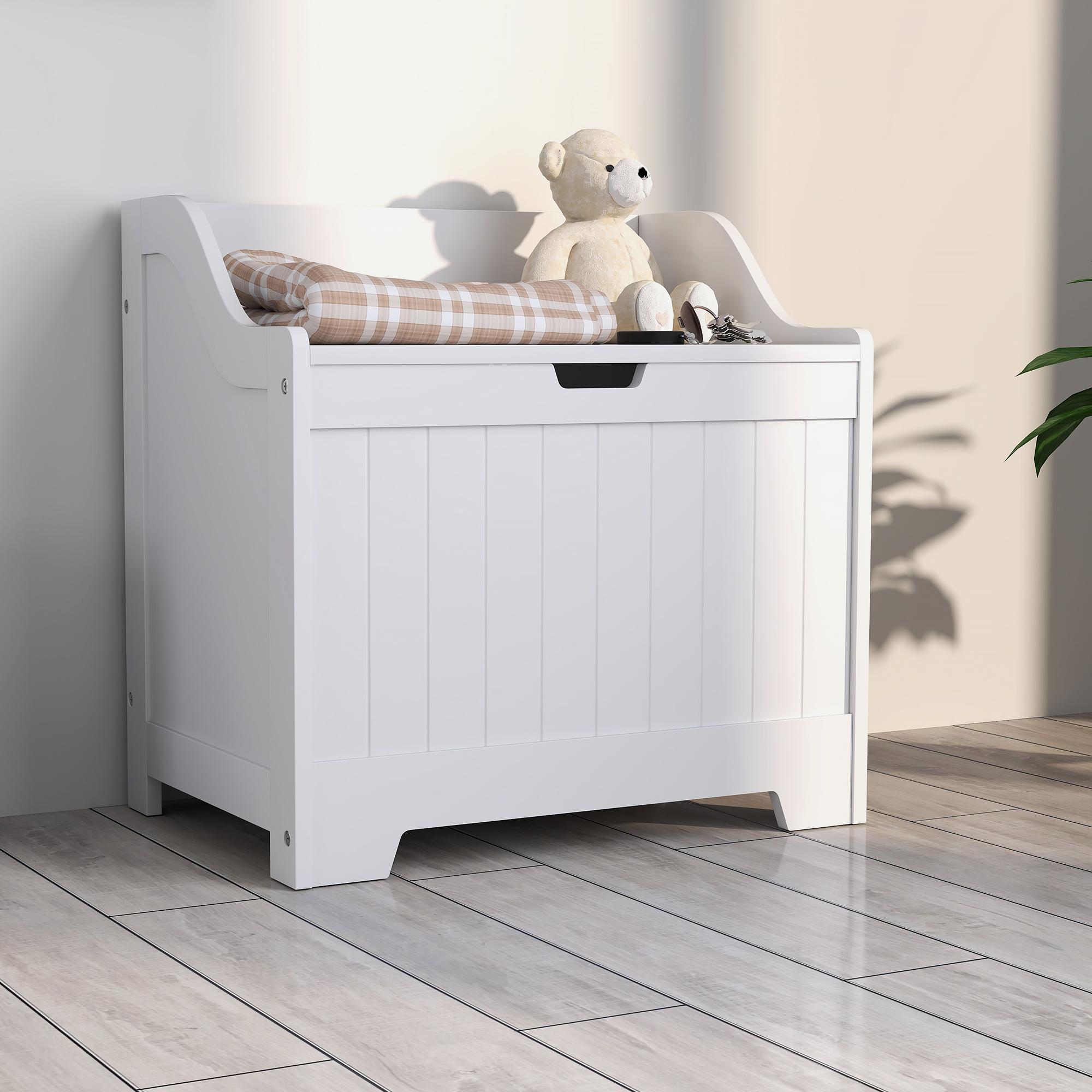 HOMCOM 61L Home Storage Chest White 9