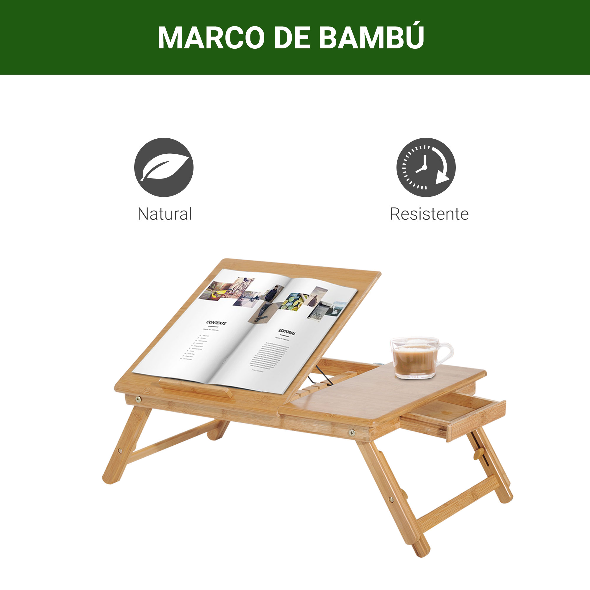 Jmlhmxc Mesa De Bambú Para Computadora Portátil, Mesa De . Color Grande