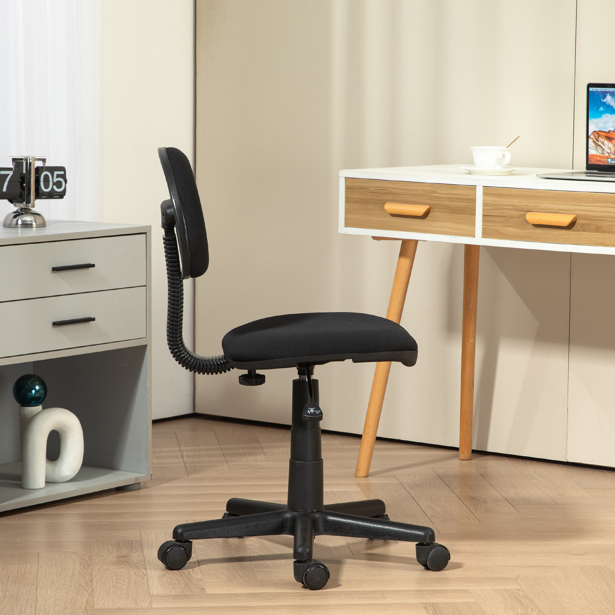 HOMCOM Small Armless Office Chair Black 7