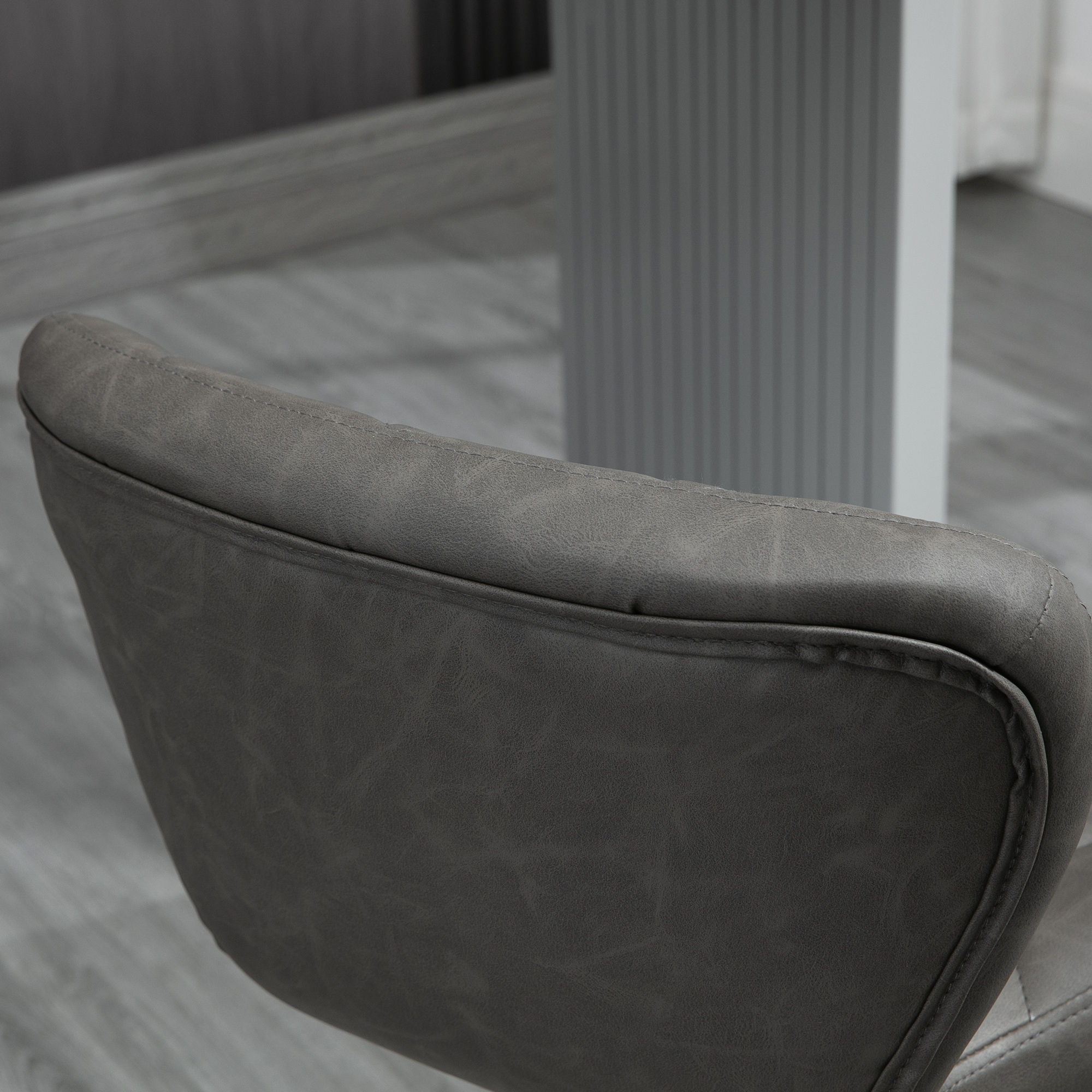 HOMCOM Bar Stools, Set of 2 Breakfast Bar Chairs, Swivel Barstools with Backrest and Footrest, Steel Frame Diamond Pattern PU, for Kitchen Counter, Dining Room, Dark Grey 9
