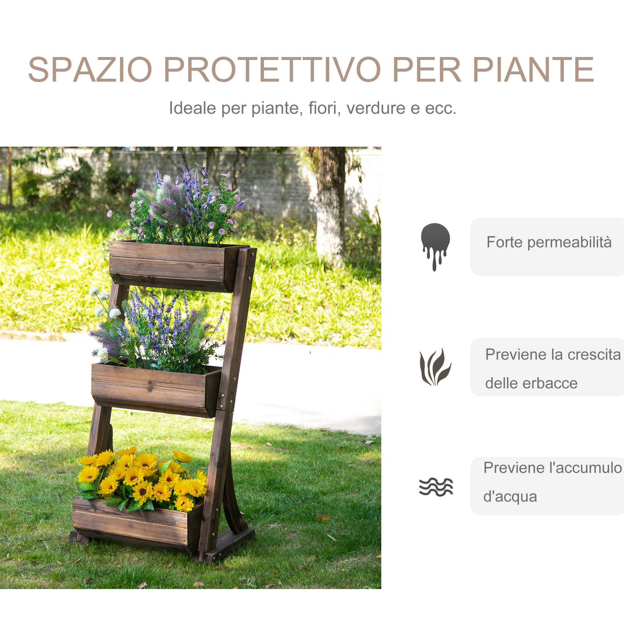 unho Scaffale per Piante Legno Grande: Portavasi a Scala Porta Piante