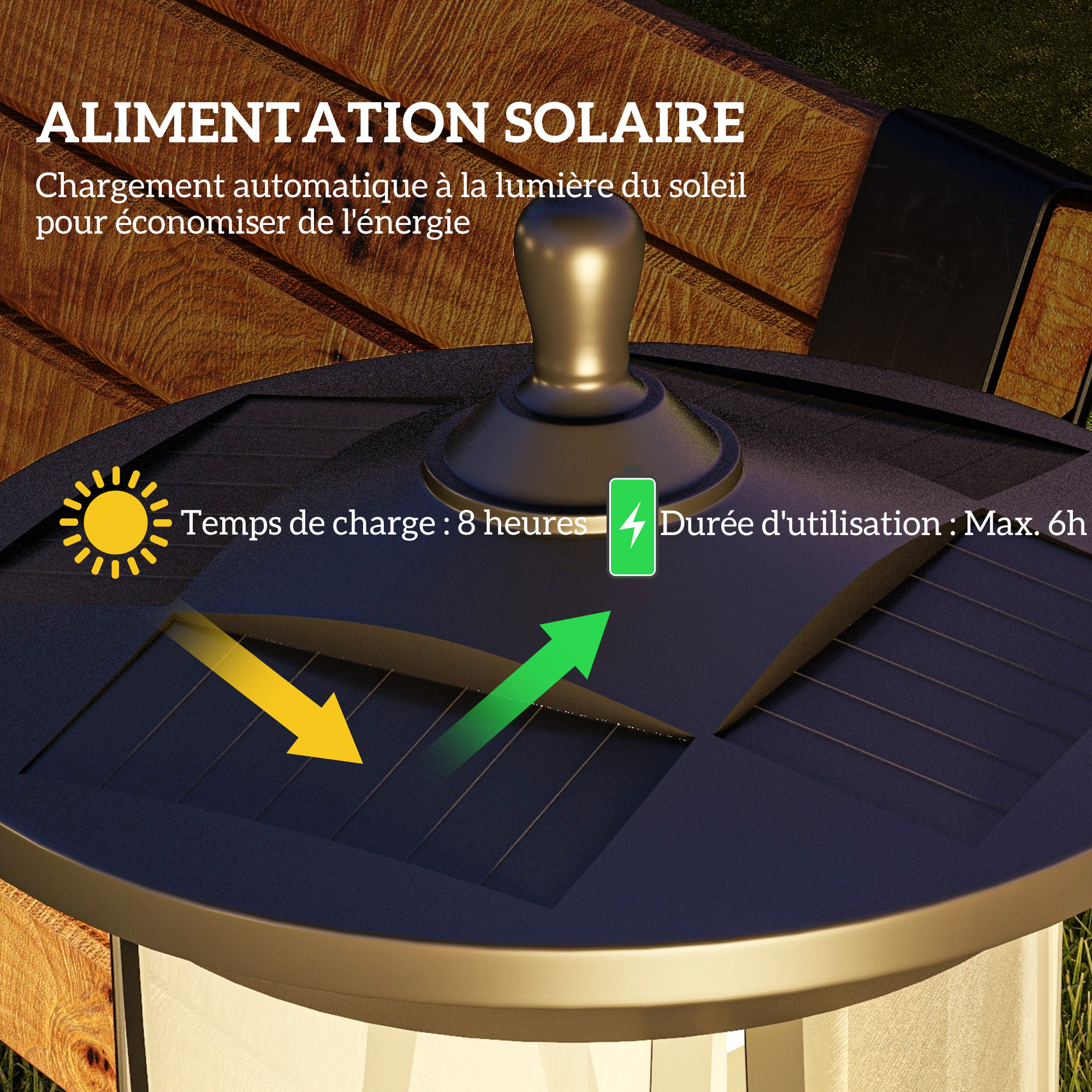 Outsunny Lampadaire d'extérieur solaire lampe de jardin sur pied en résine tressée luminaire LED de jardin en acier marche/arrêt automatique dim. 20L x 20l x 68H cm noir Outsunny Lampadaire d'extérieur solaire lampe de jardin sur pied en résine tressée luminaire LED de jardin en acier marche/arrêt automatique dim. 20L x 20l x 68H cm noir