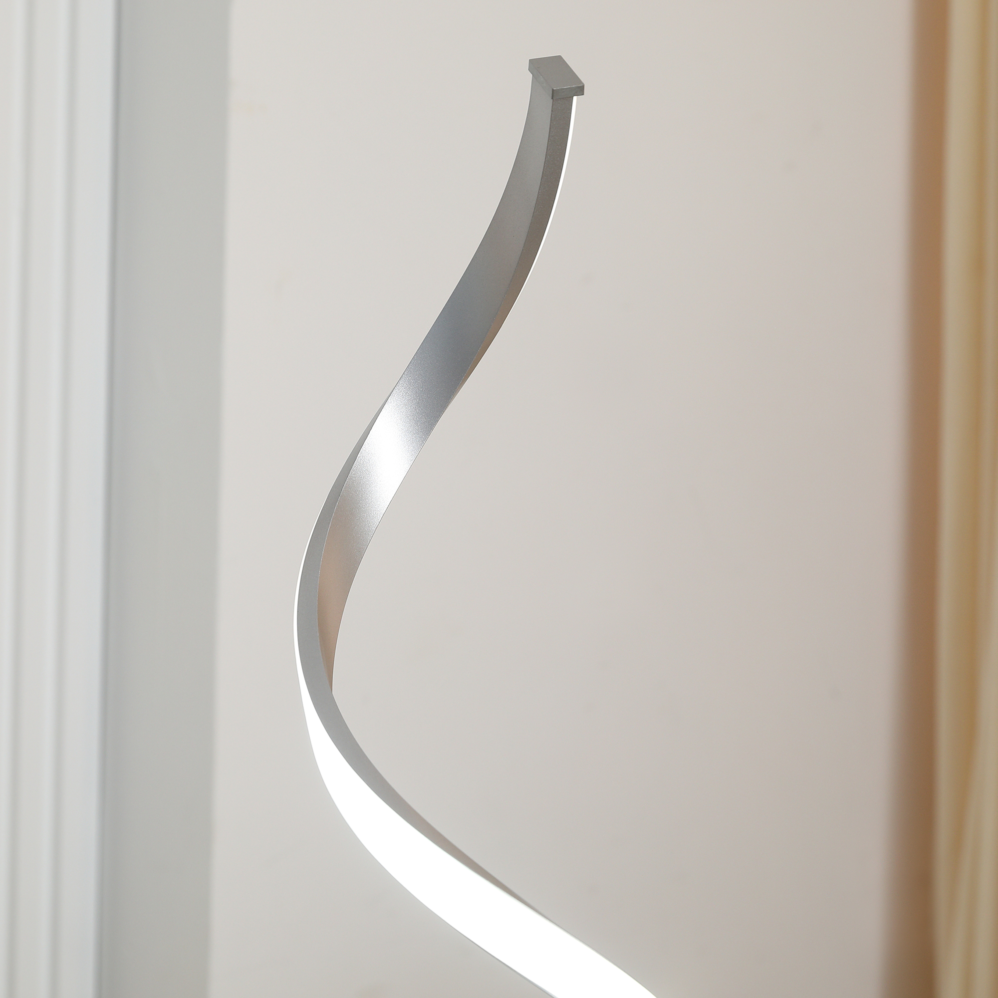 HOMCOM Dimmable Floor Lamp for Living Room, Modern Spiral Standing Lamp with 3 Adjustable Brightness and Square Base, Silver 8