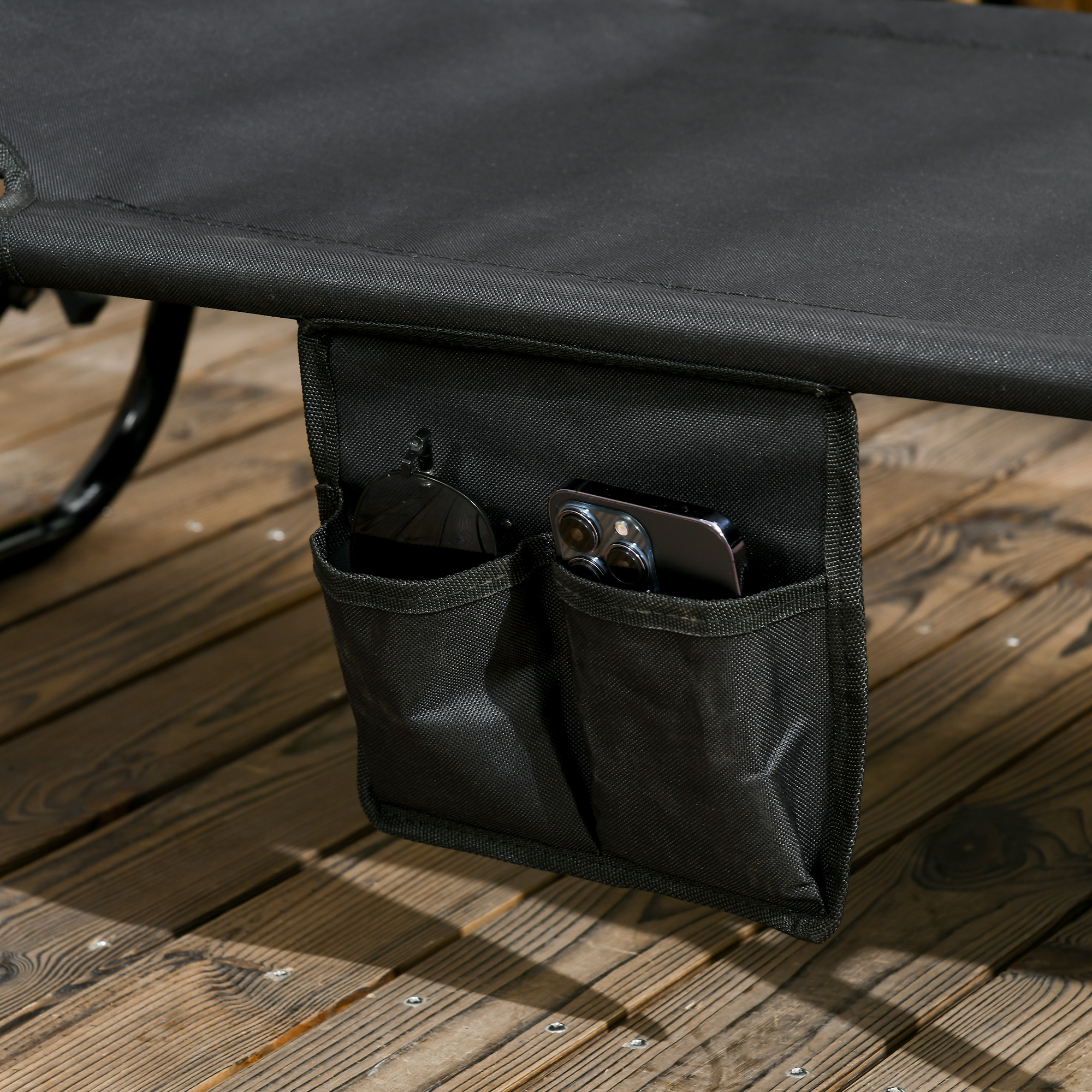 Outsunny Set of Two Folding Sun Loungers, with Adjustable Backs and Sun Canopies Black 9