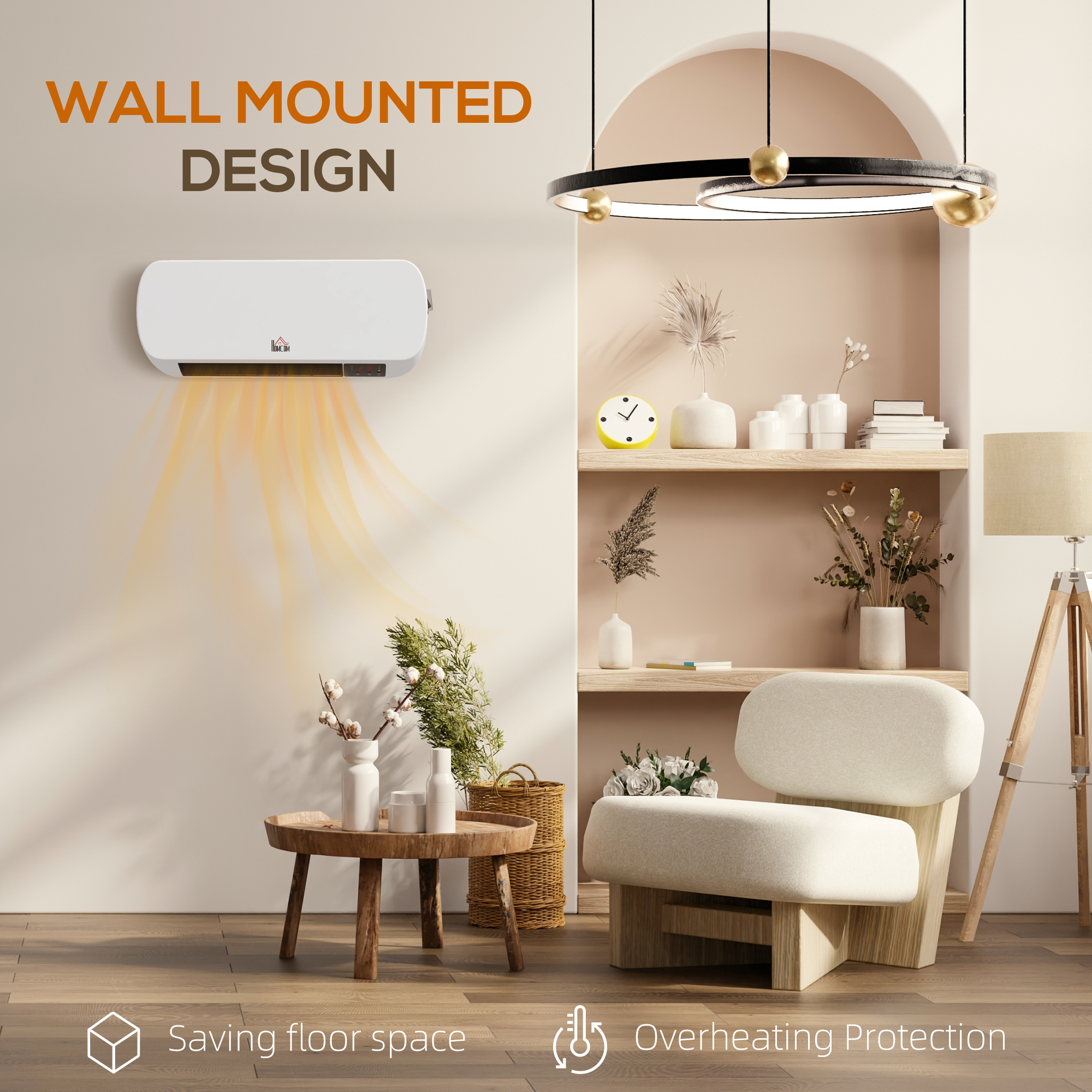 HOMCOM 2000W Wall Mounted Ceramic Space Heater, 10-49°C Temperature, White 9