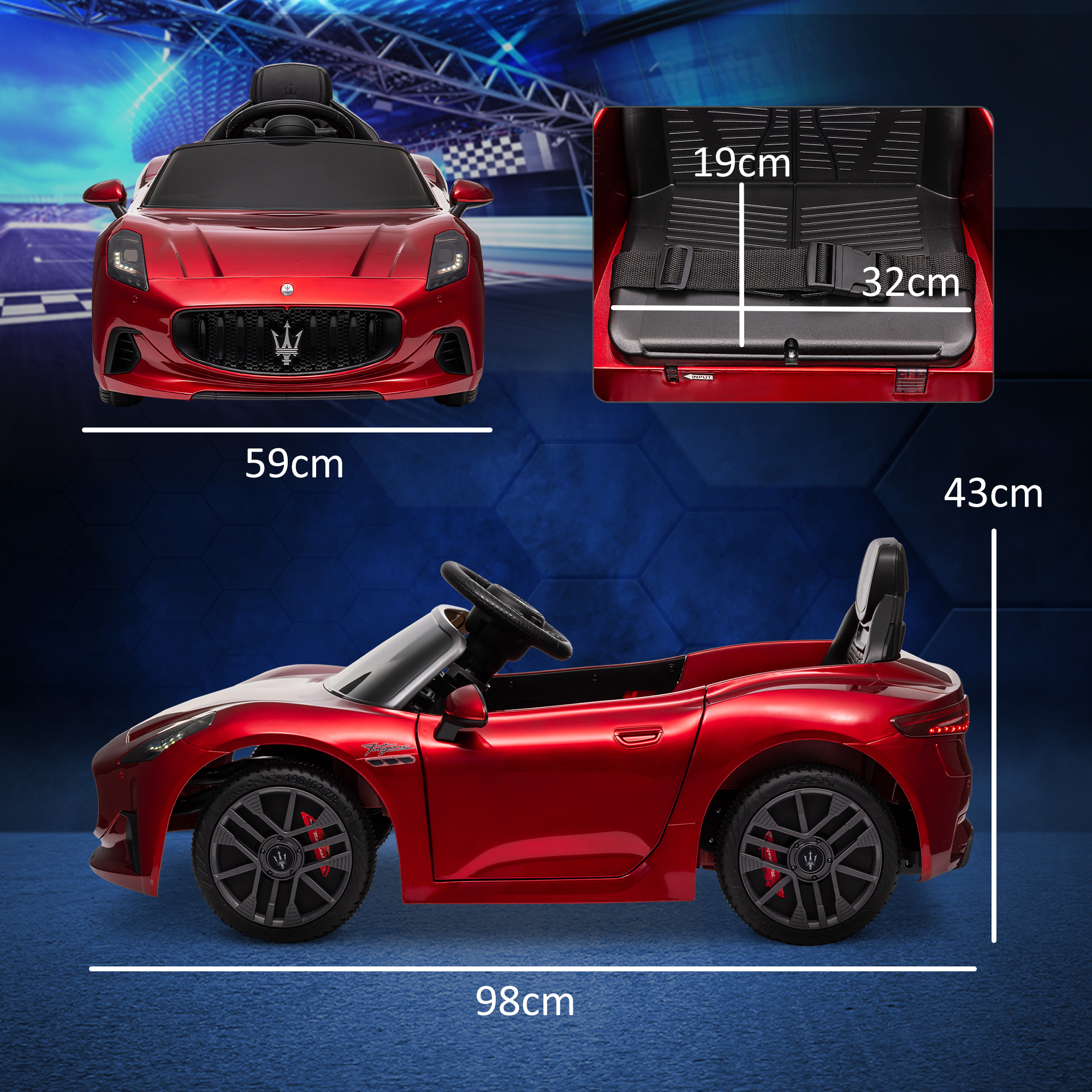 AIYAPLAY 12V Maserati Gran Turismo Folgore Lincesed Kids Electric Car with Remote Control, Soft Start, Wine Red 3