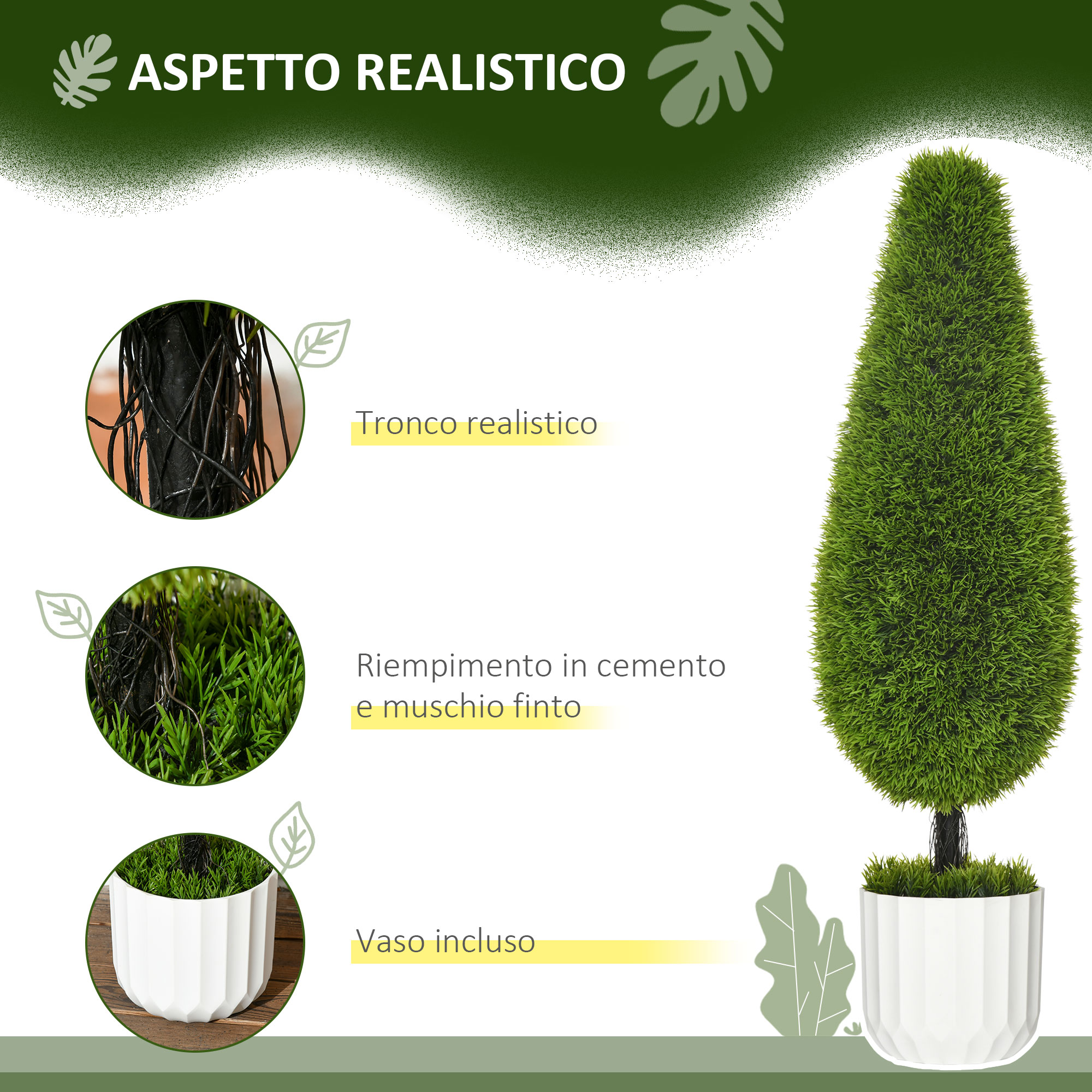 Comsaf Pianta Artificiale Vaso Piante Grasse Verde Scuro Set Di 2