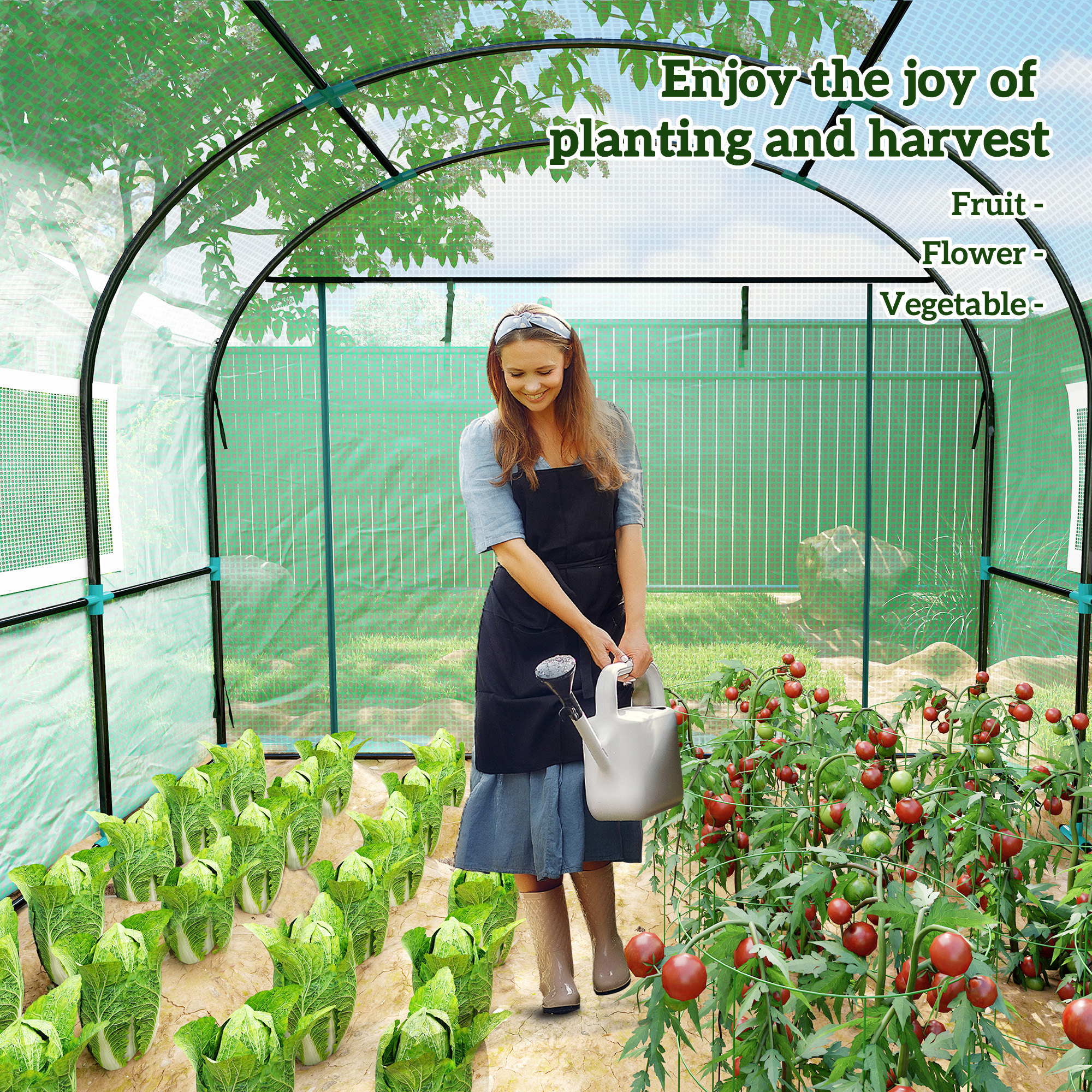 Outsunny 300 x 300cm Walk-In Polytunnel Greenhouse Green 8