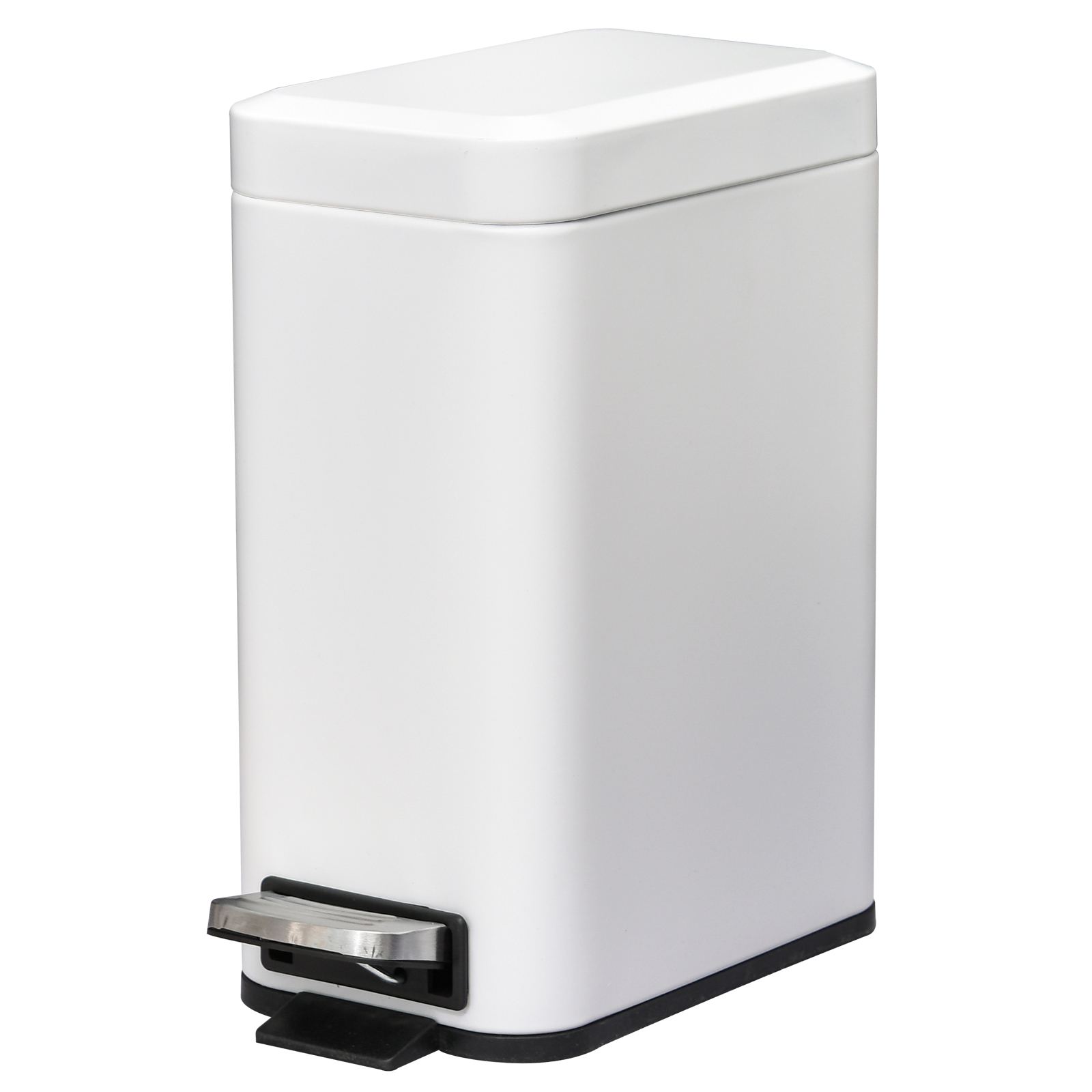 HOMCOM Poubelle à Pédale de Salle de Bain Design Couvercle Silencieux Capacité 5 Litres 29 2 x 14 x 32 cm Blanc aosom france