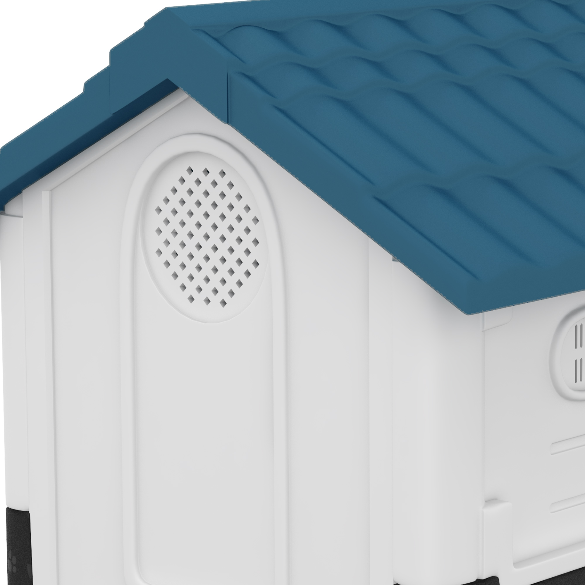 PawHut Plastic Dog Kennel with Windows, for Garden Patio, Miniature and Small Dogs, 80 x 69 x 76cm Blue 8