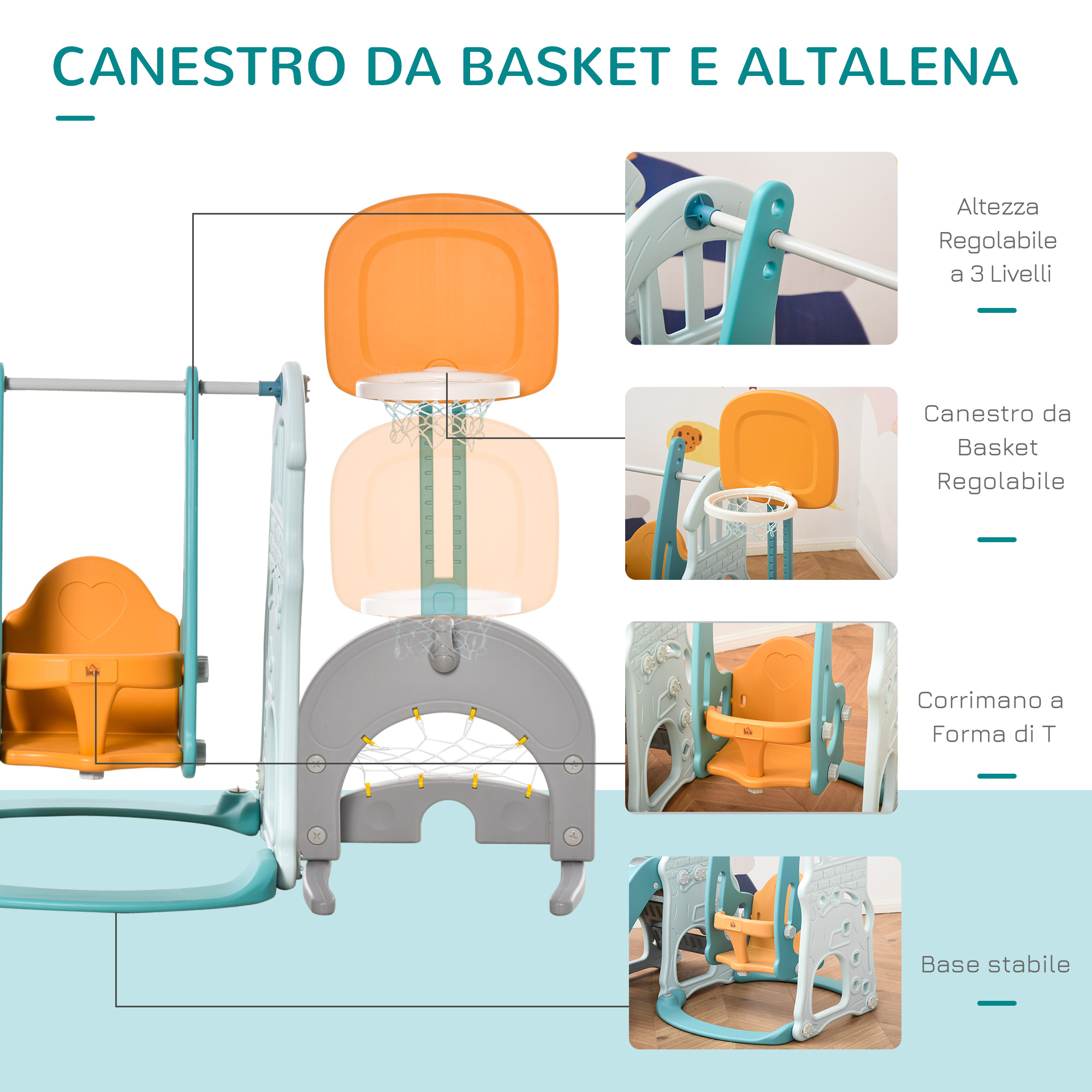 Clamaro 'Delphin' 2 in 1 - Scivolo e altalena per bambini, facile da